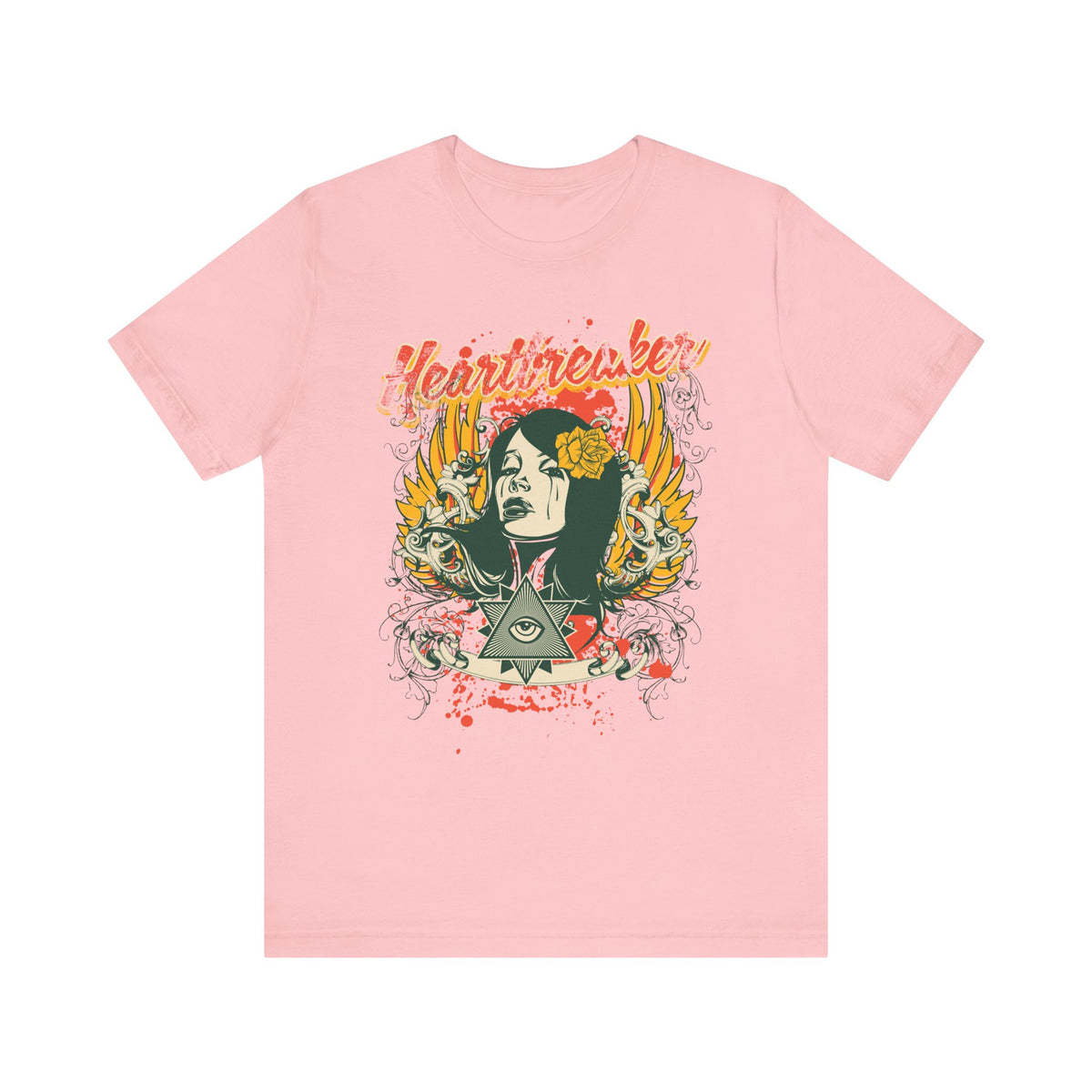 Heartbreaker Illustration Tee Retro Femme Portrait Floral Skull Graphic T-Shirt