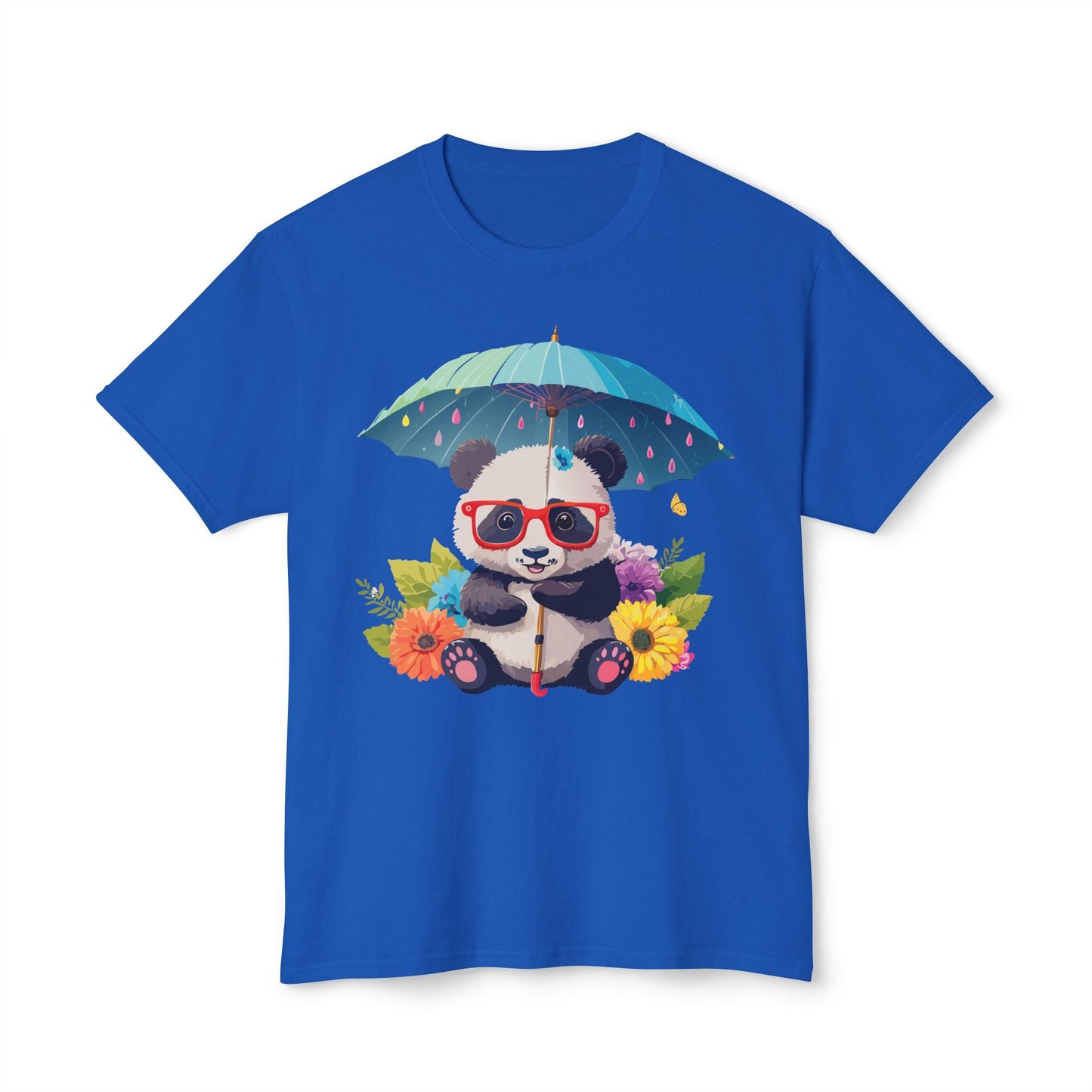 Panda Art T Shirt Unisex HD Cotton Tee With Floral Print Panda Design USA Printed Now