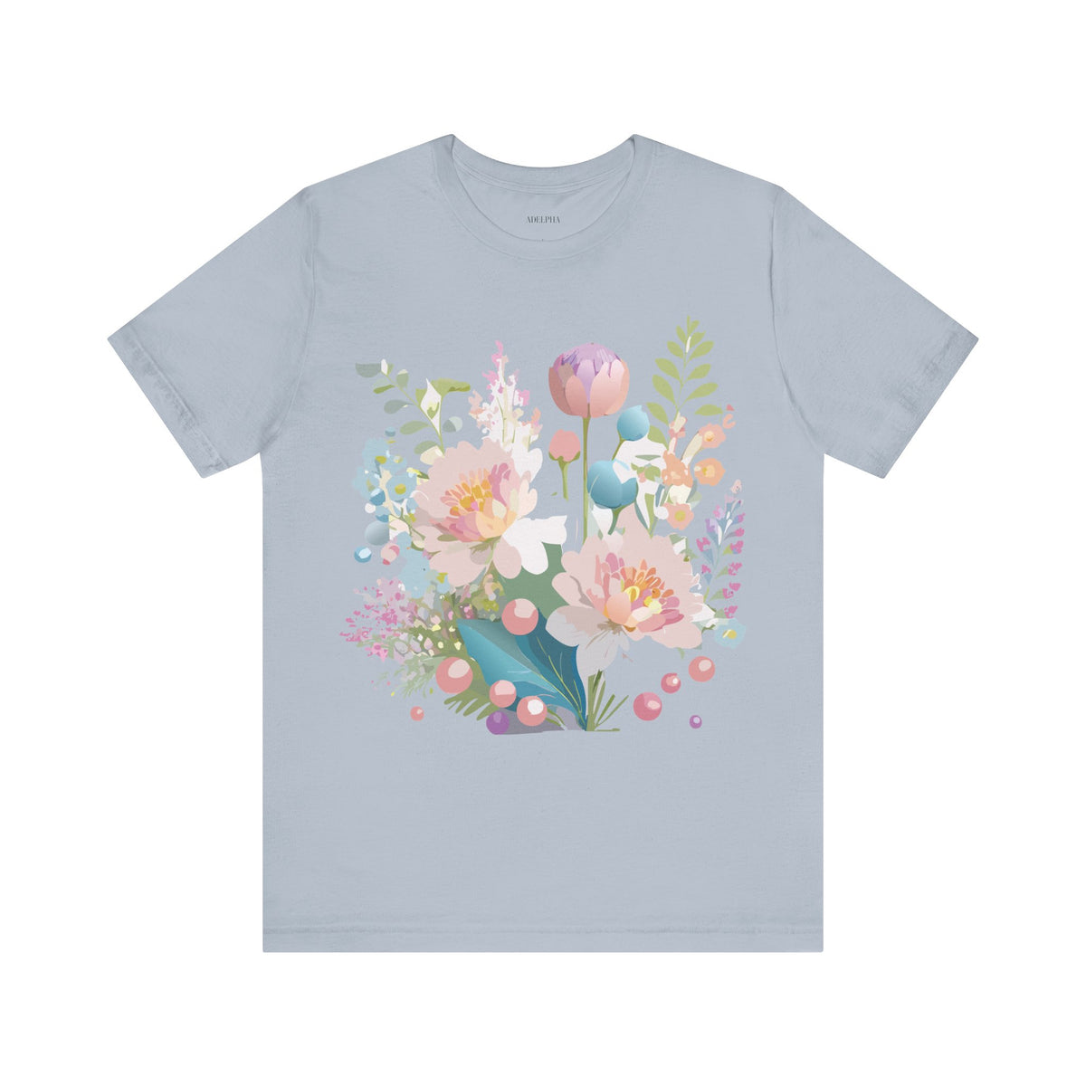 Floral Graphic Unisex Cotton Bella+Canvas Tee with Flowers Art Design n123