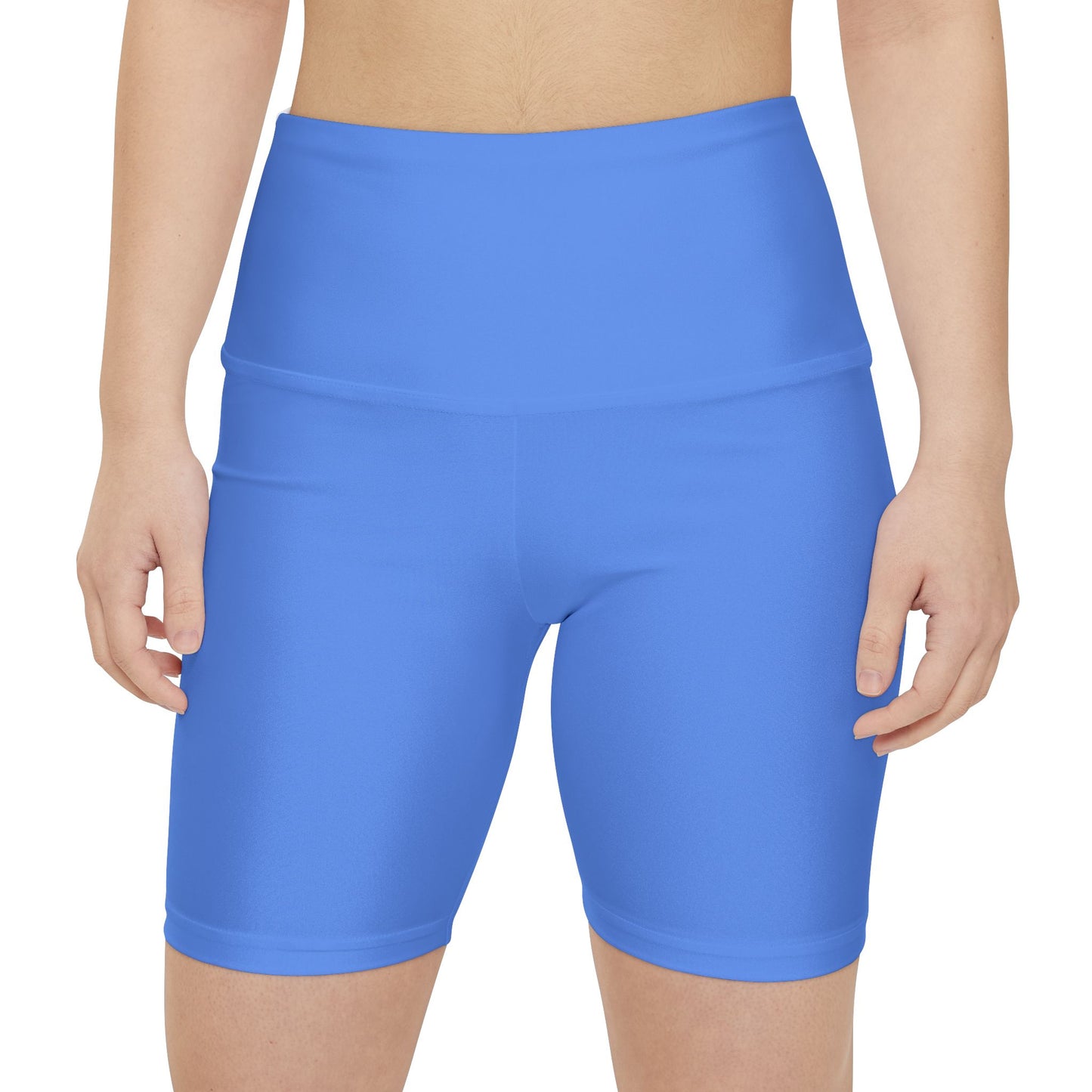 Cornflower Blue Women's Workout Shorts — Solid High-Waist Biker Shorts for Exercise & Everyday Wear