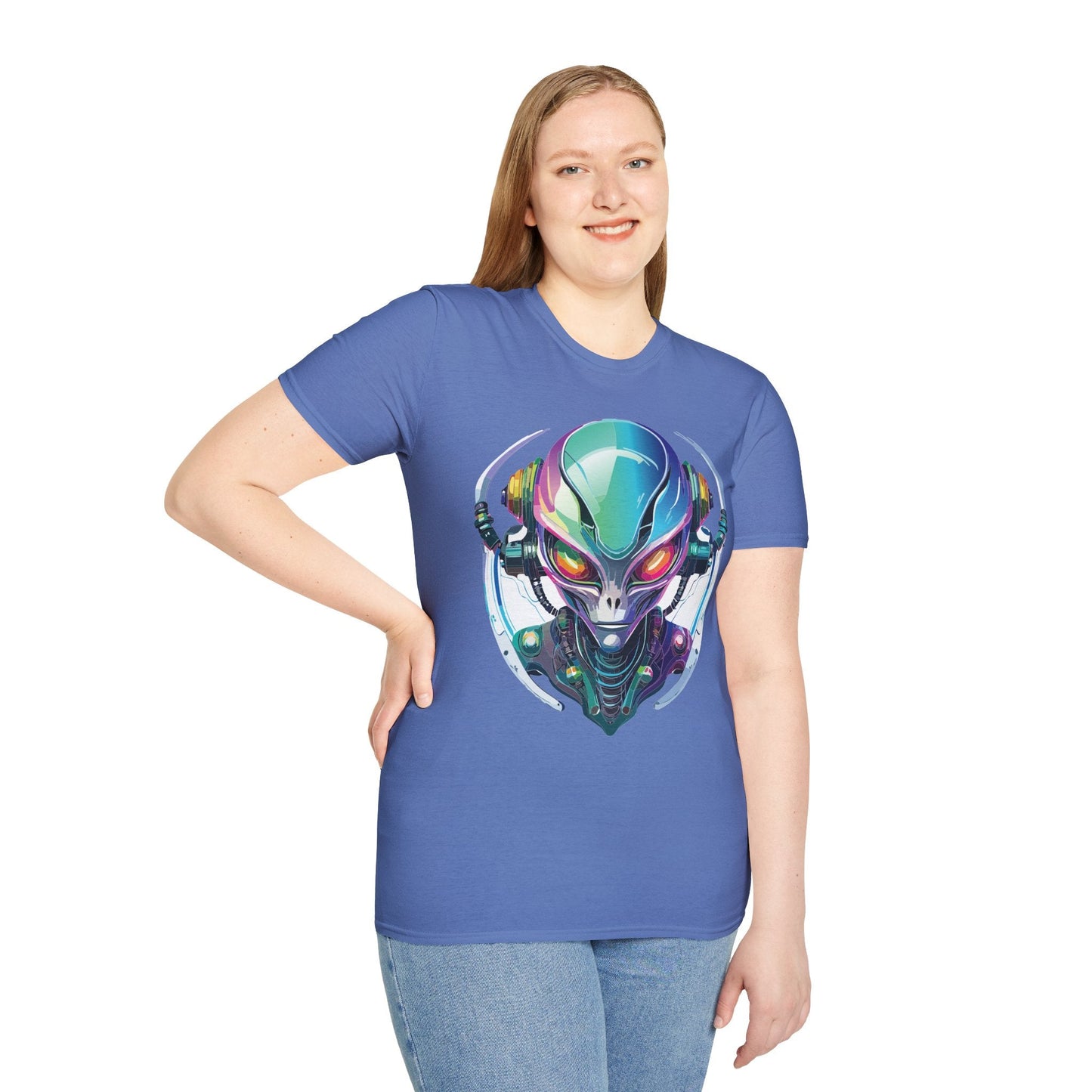 Alien Graphic Unisex Cotton Softstyle UFO Artwork Tee 3