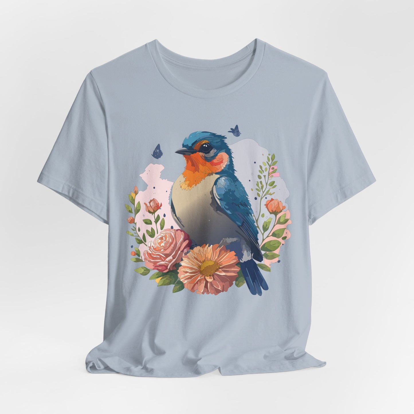 Floral Bird Tee, Animal Shirt, Bird Shirt, Floral Tee, Flower T-shirt, T-Shirt with Animal