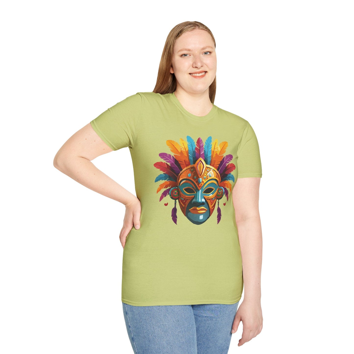 Unisex Gildan Mask T Shirt Softstyle 64000 With Art Design Lightweight Cotton Tee