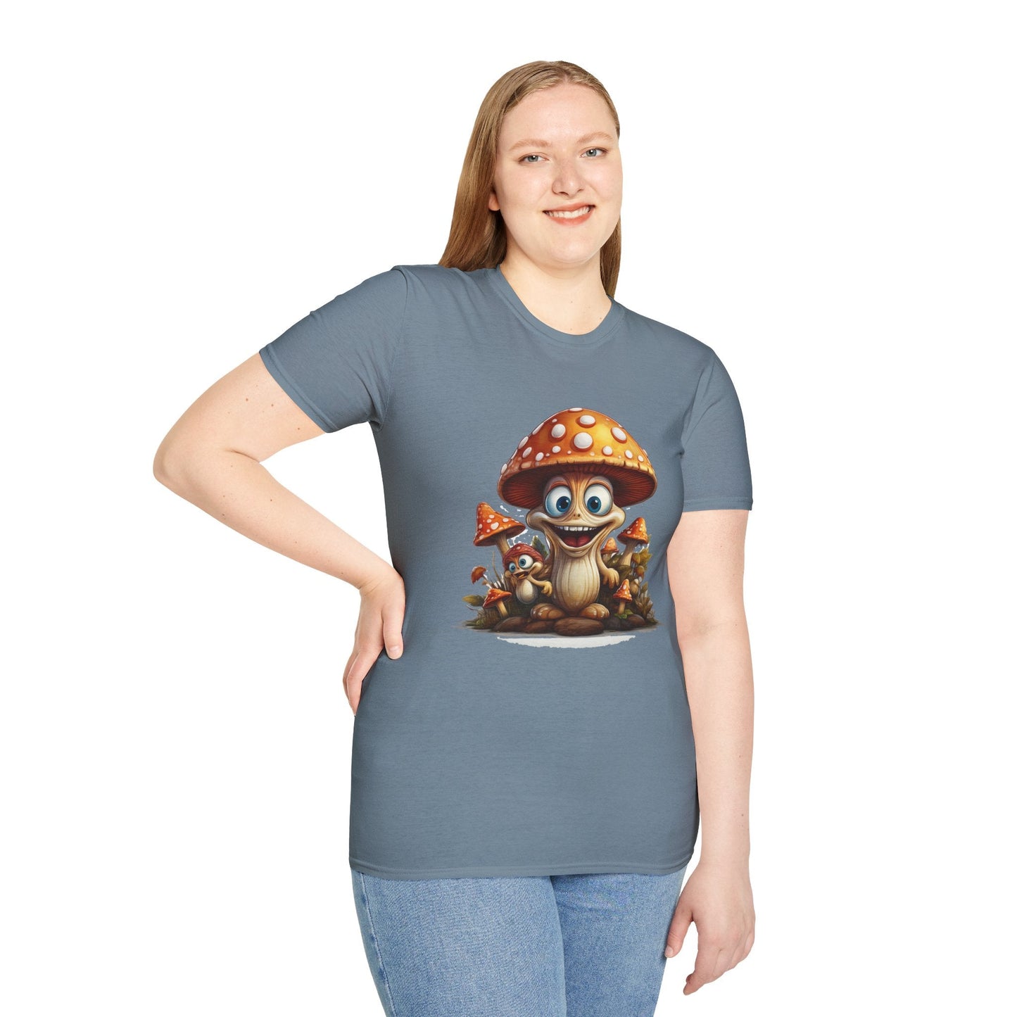 Funny Mashroom Graphic Unisex Softstyle Cotton With Cartoon Illustration Design 16