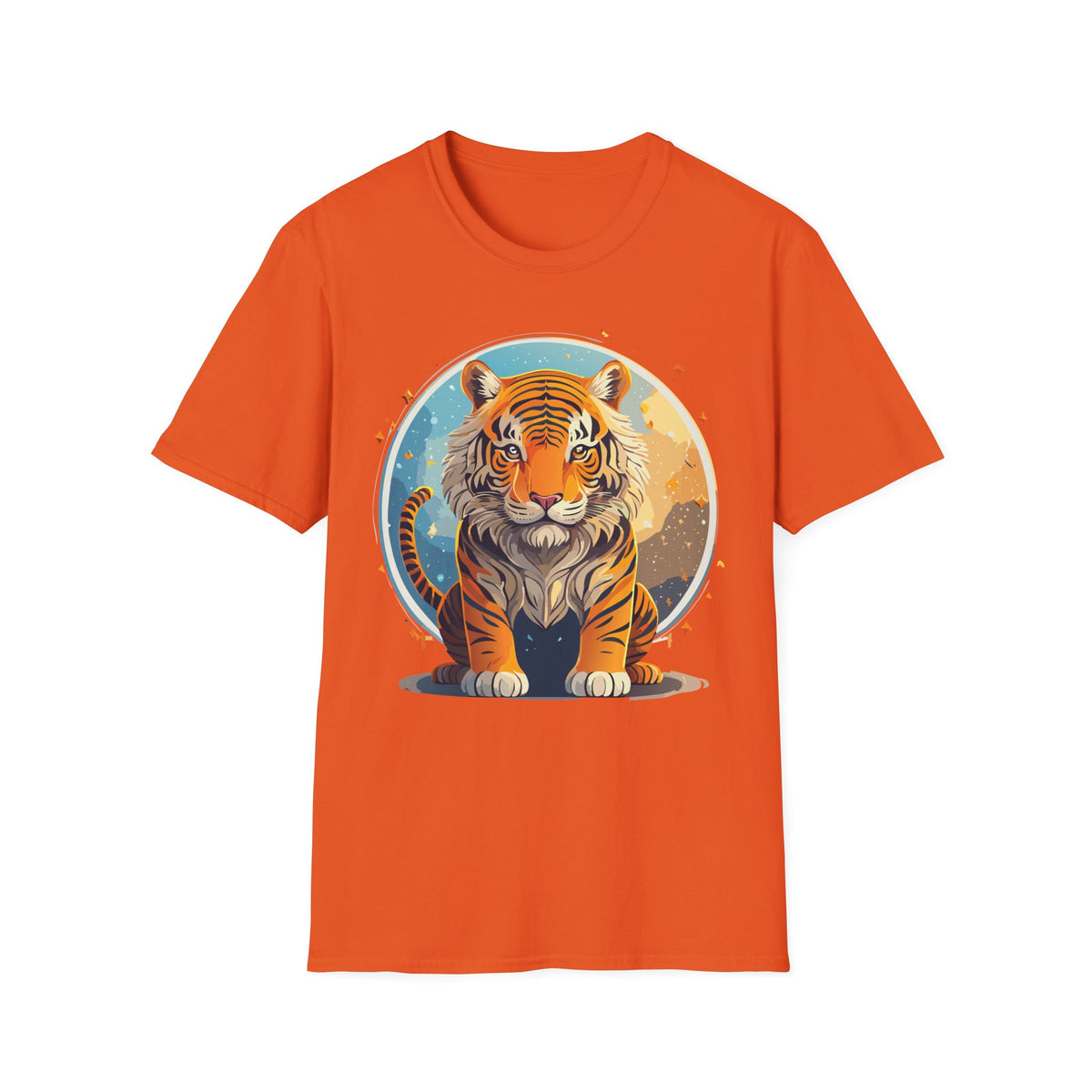 Vintage Tiger Illustration T-Shirt | Retro Sunset Tiger Print
