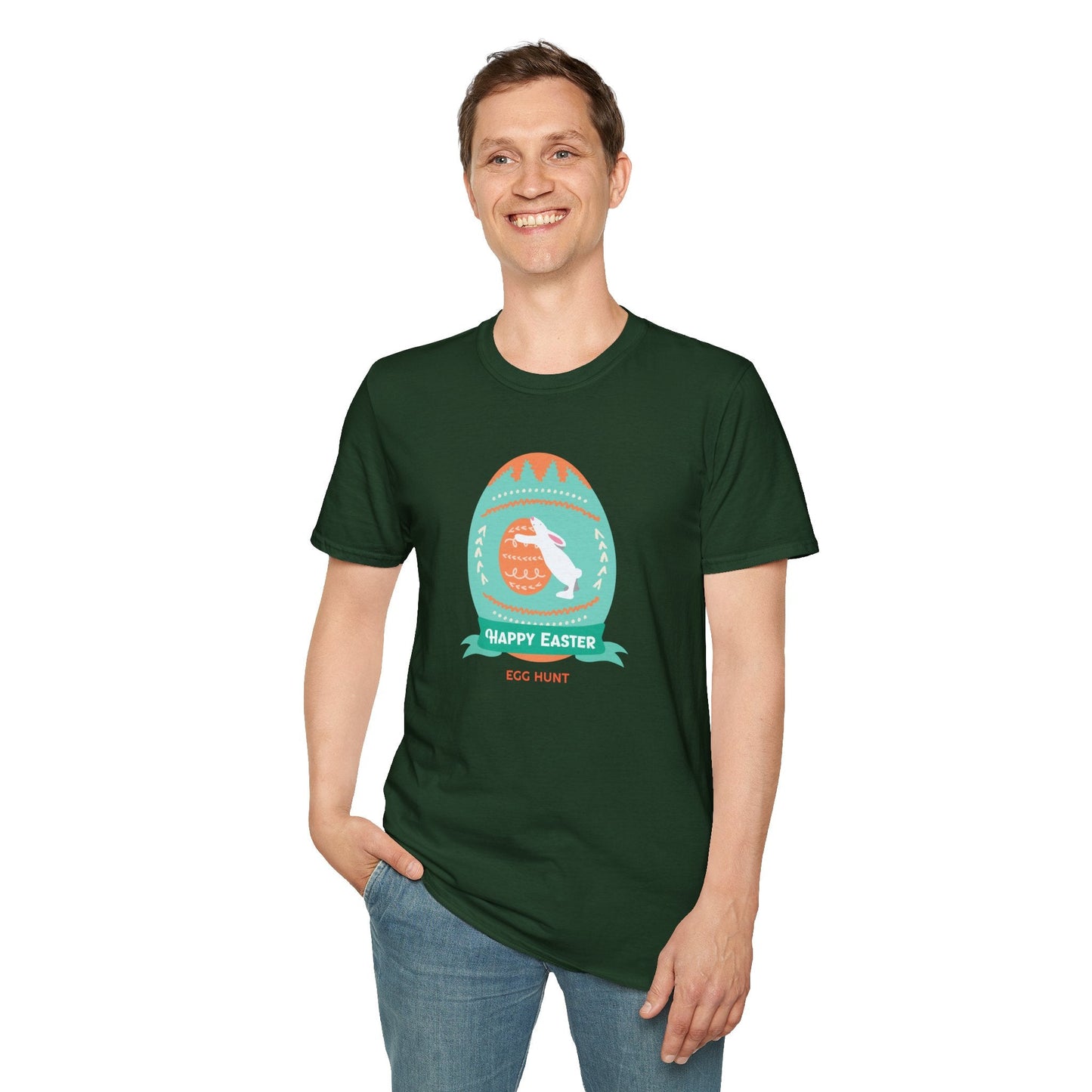 Easter Egg T Shirt Unisex Softstyle Tee With Easter Signature Design 100 Percent Ring Spun Cotton