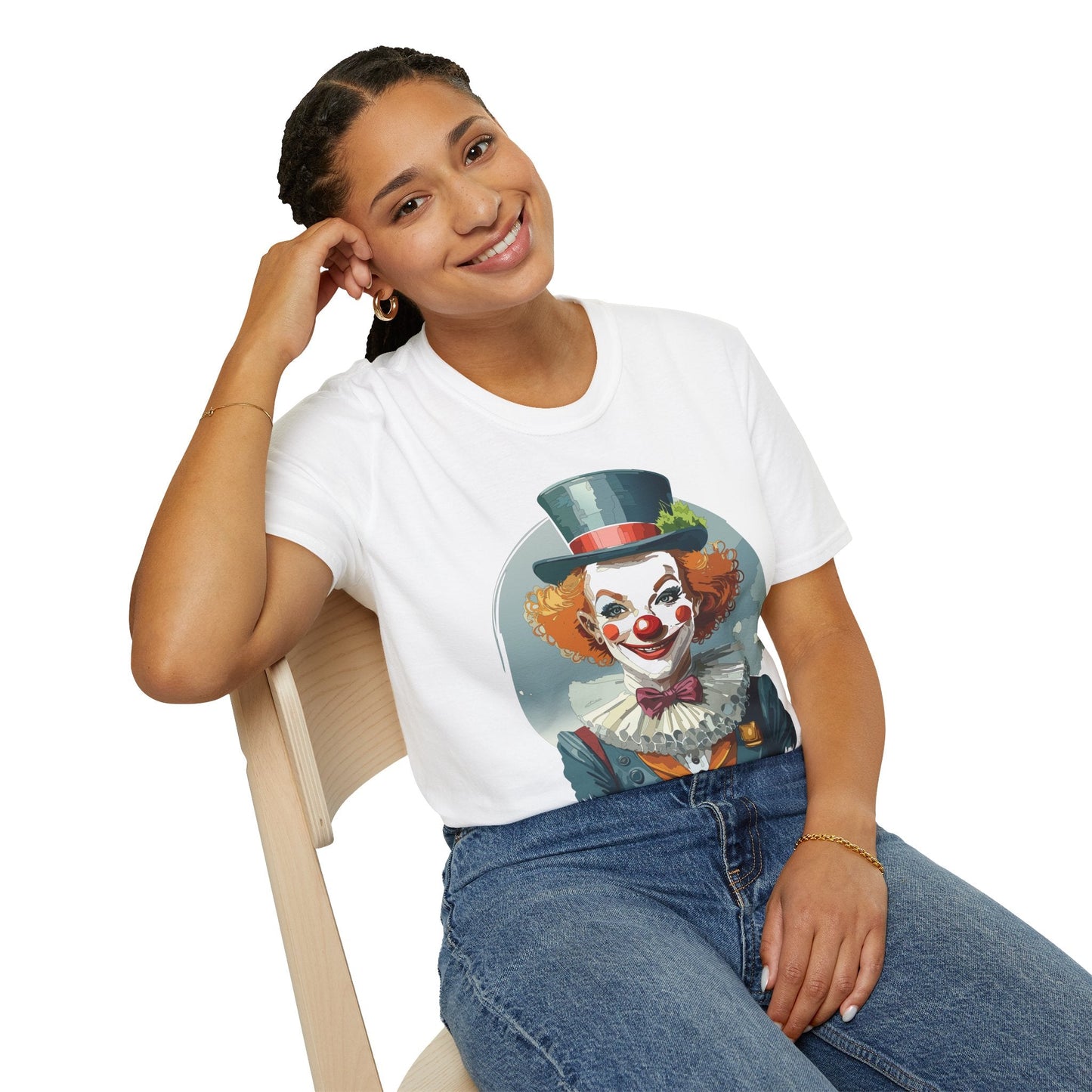 Unisex Clown Shirt Funny Man Circus Design Hundred Percent Ring Spun Cotton Gildan Softstyle Tee