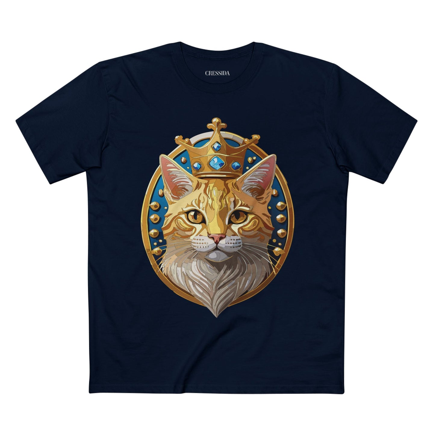 Cat Graphic Unisex 100 Cotton Tee With Unique Animal Golden Medallion Art Design 15