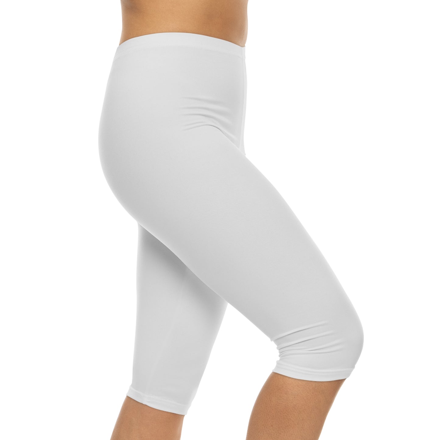 White Smoke Color Women's Brushed Suede Poly Span Casual Capri Leggings XS-2XL