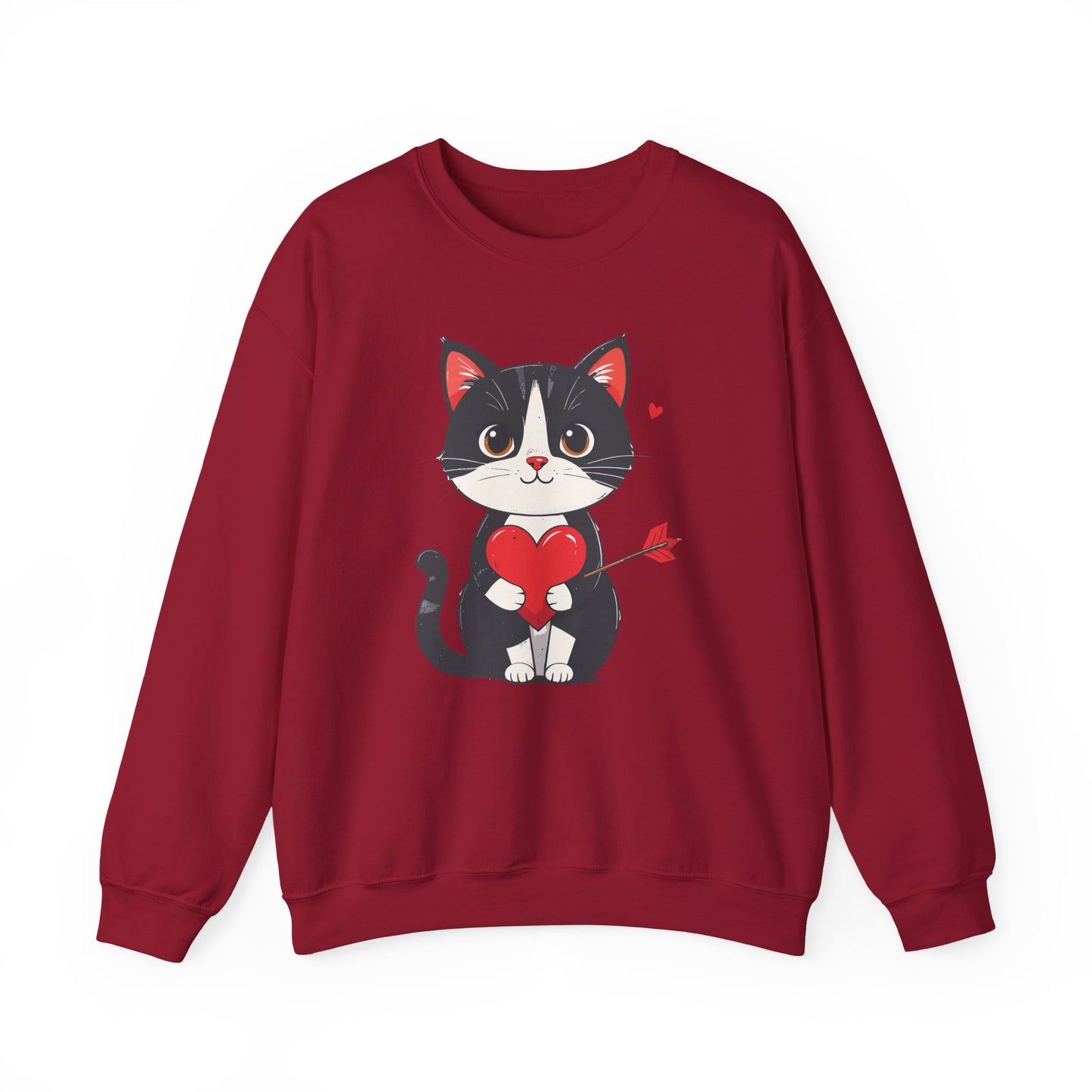 Cat Heart Sweatshirt, Heart Sweatshirt, Cat Sweatshirt, Valentine's Day Sweatshirt, 50/50 Cotton-Poly Animal Sweatshirt 103