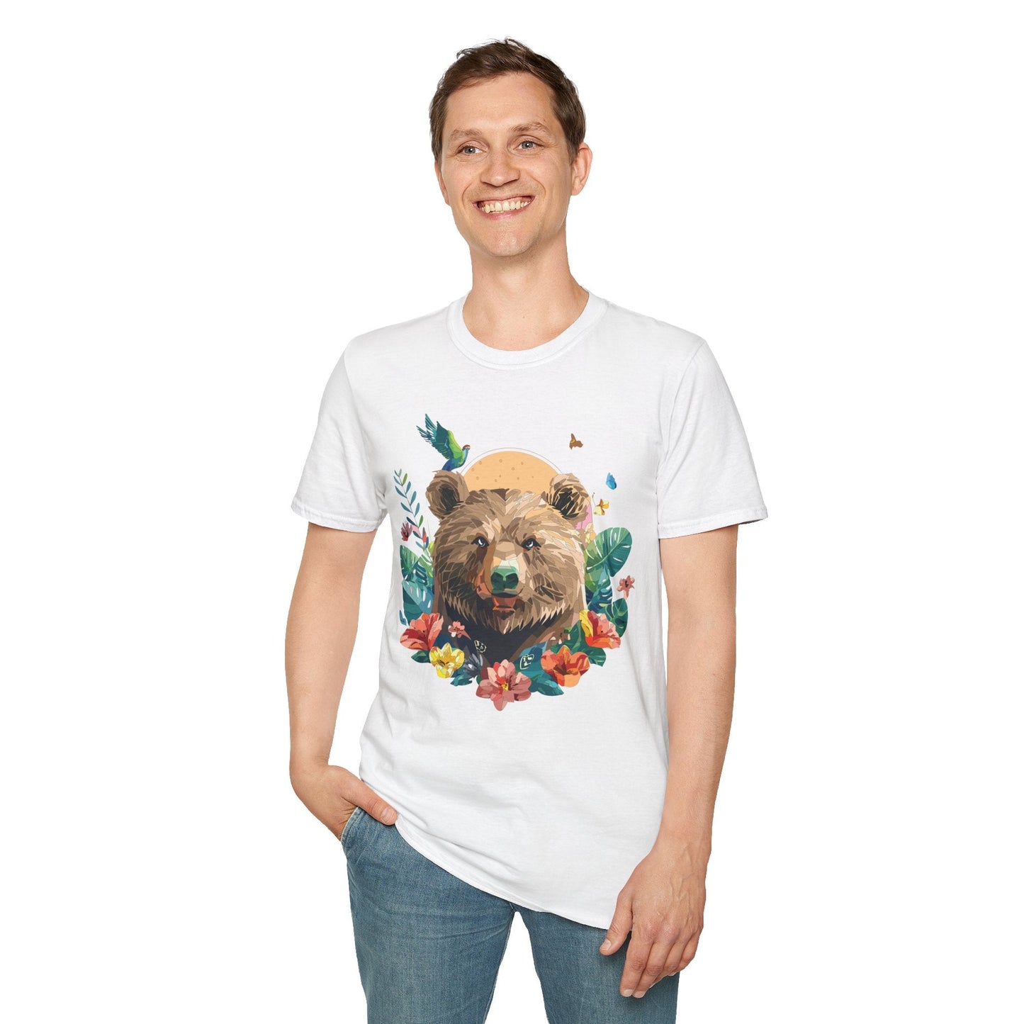 Bear T Shirt Unisex Graphic Tee Bear Lover Gift 100 Percent Ring Spun Cotton Softstyle 64000 Gildan