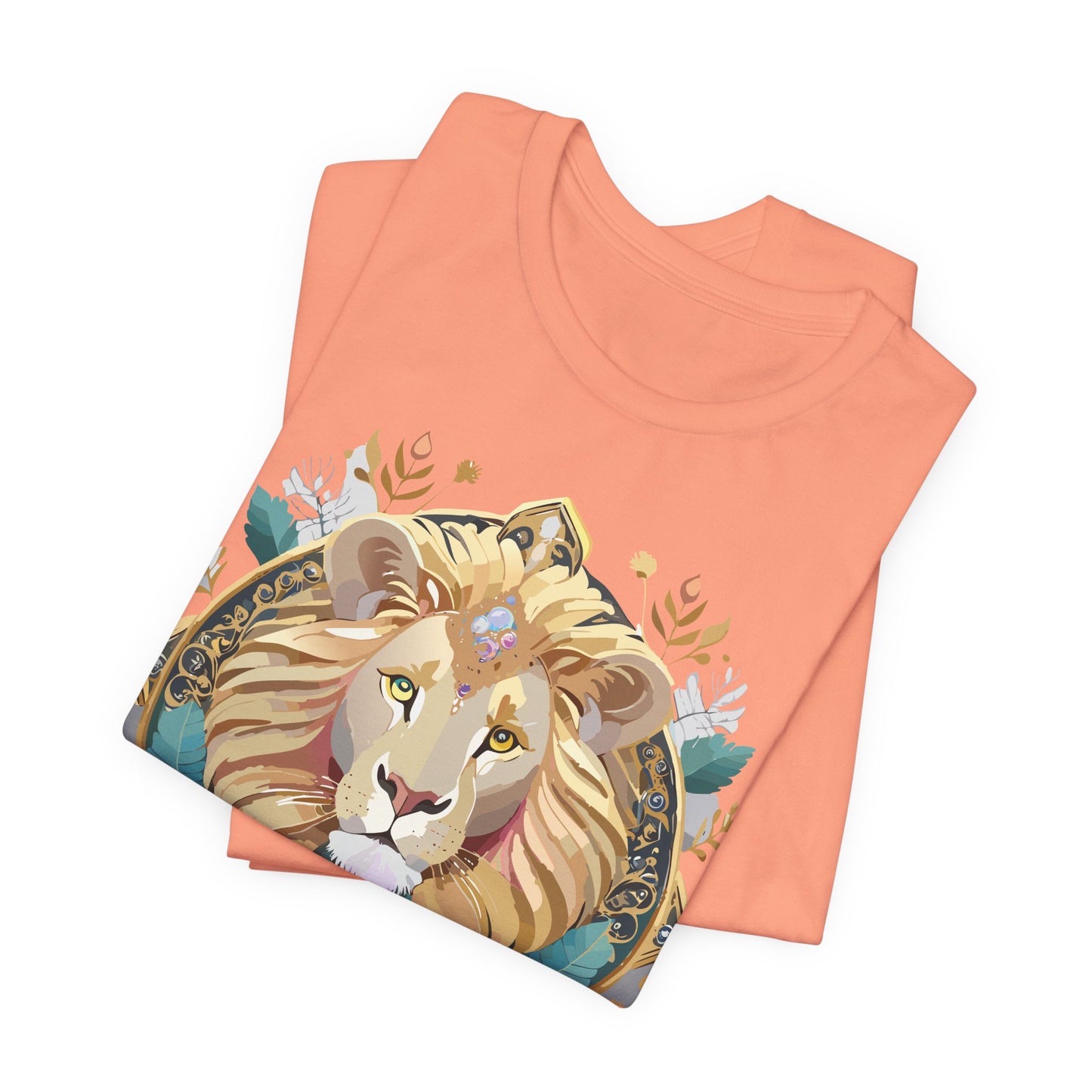 Unisex Lion Graphic Tee, Animal Shirt, Tee Shirt with Lion, Medallion T-Shirt, Animal Medallion Tees 2