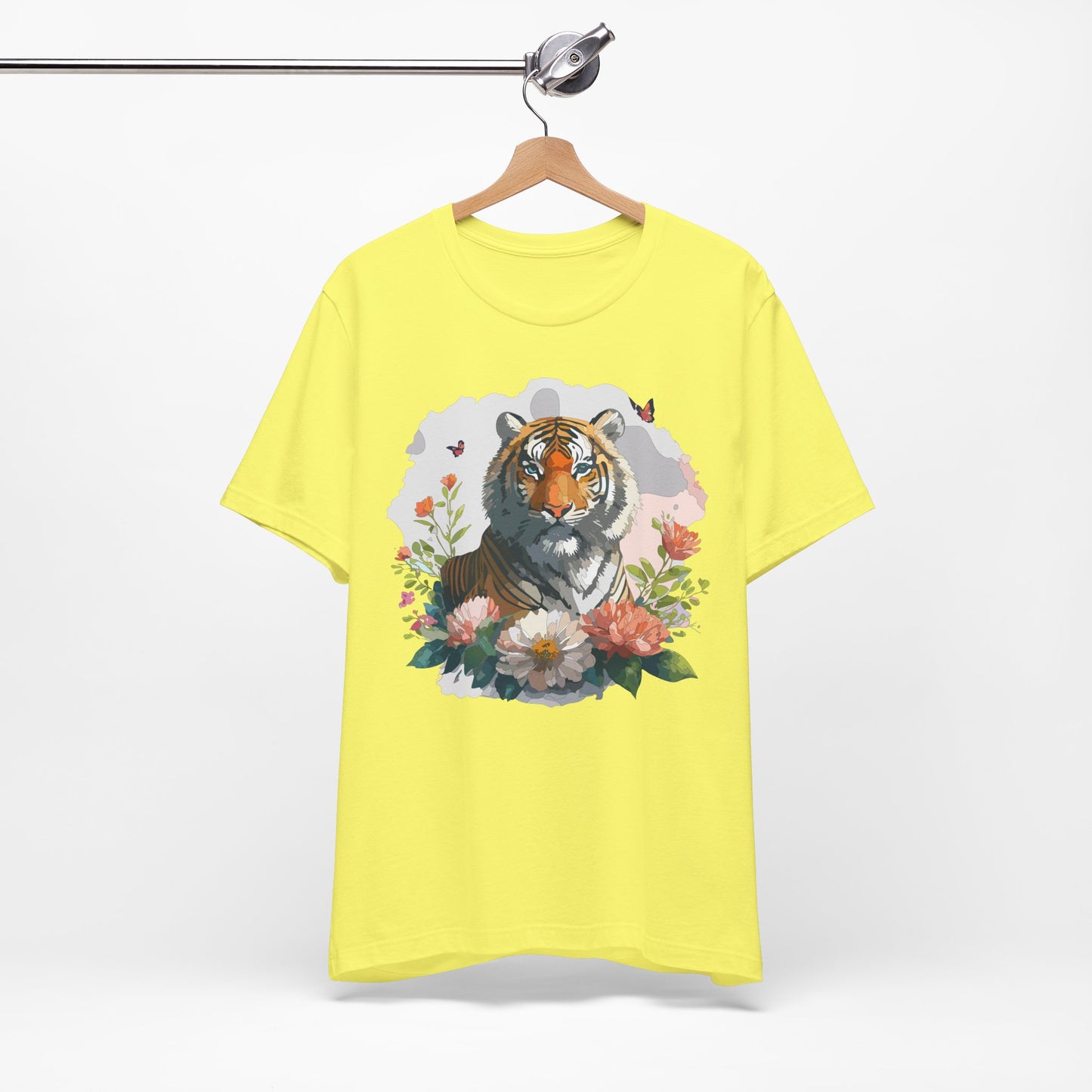 Floral Tiger Graphic Tee, Animal Shirt, Tiger Shirt, Flower Top, T-Shirt with Animal, Art Design