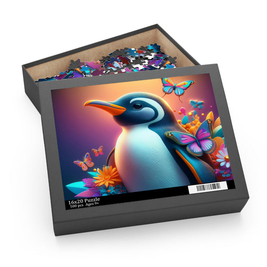 Puzzles-61 Kids Penguin Puzzle 500-Piece  Floral Penguin Puzzle 500-Piece, Animals Kids Puzzles Size: 16" x 20",  Ages 9+