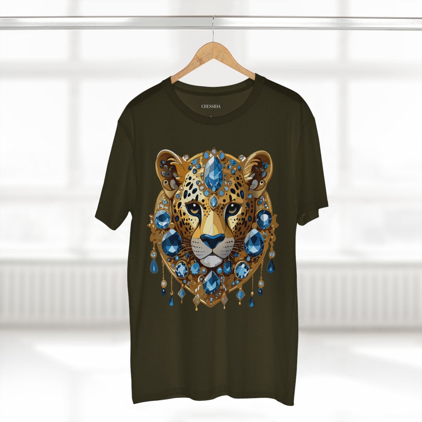 Cheetah Graphic Unisex 100 Cotton Tee With Unique Animal Golden Medallion Art Design 49