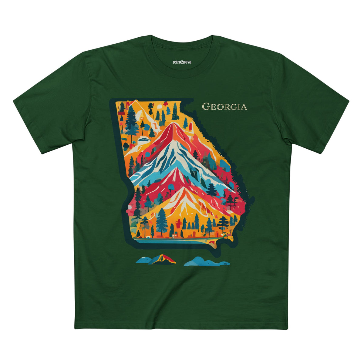 Georgia mountain state map T-Shirt | colorful retro landscape tee