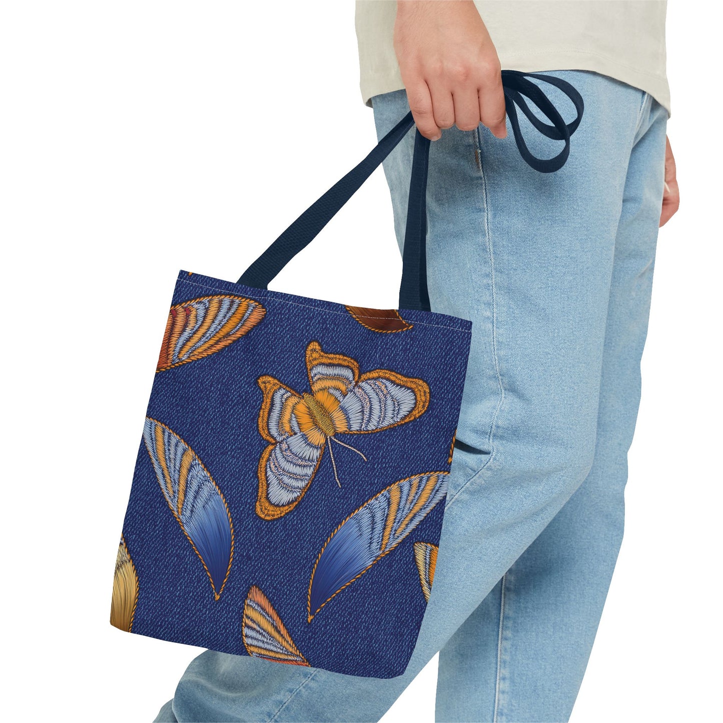 Denim Fabric Imitation Print Unisex Canvas Bag Poly Spun 3 Sizes Tote Bag 173