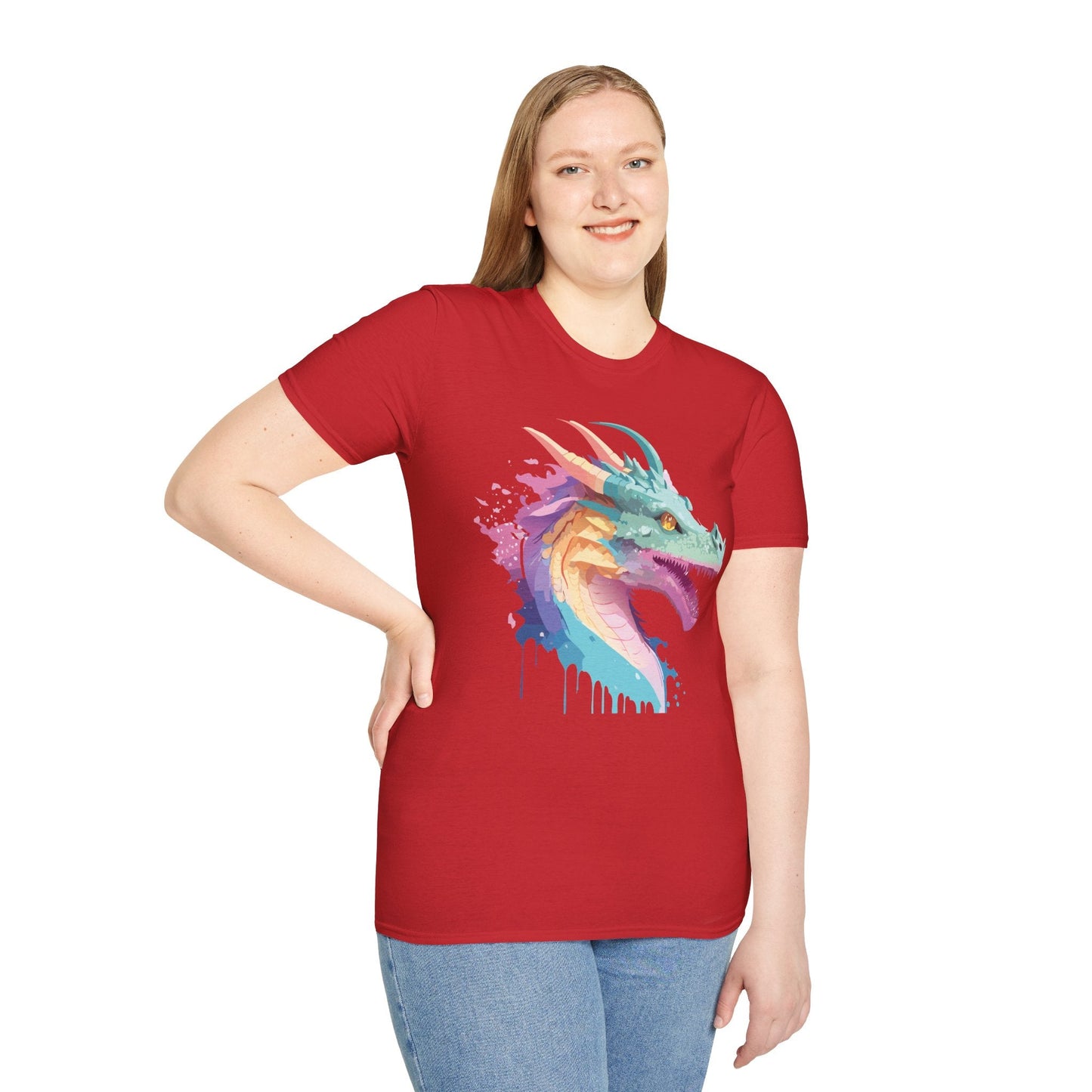 Dragon Graphic Unisex Cotton Softstyle Art Design Tee With Animals 26