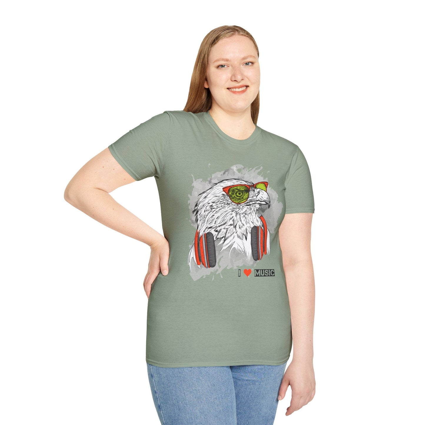 I Love Music Animals Shirt With Headphones Unisex Gildan Softstyle 64000 Tee Premium