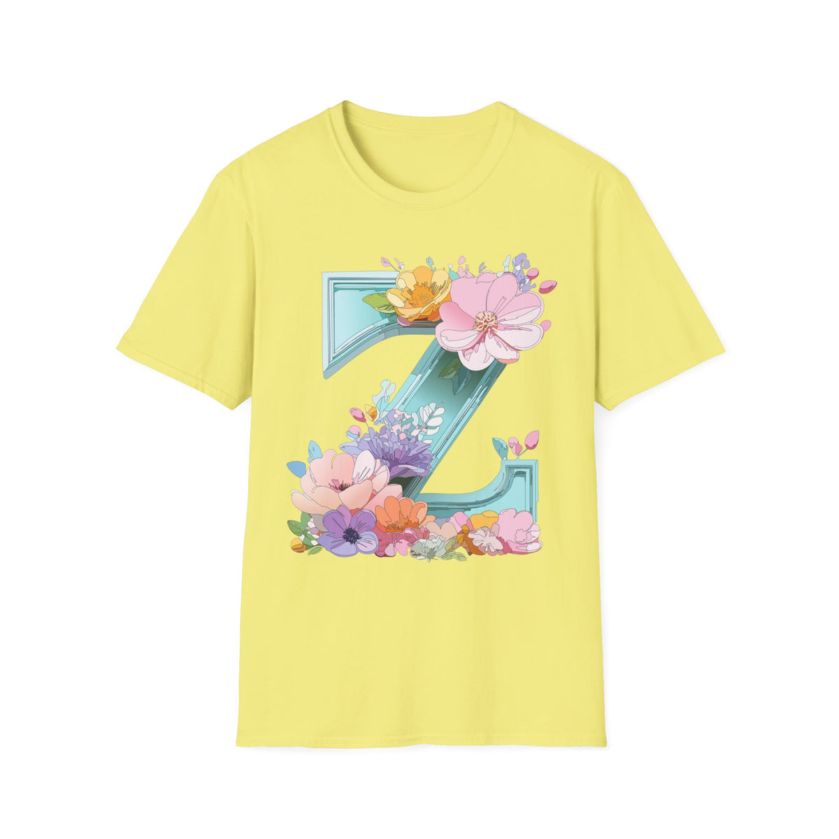 Floral Letter Z T-Shirt | Floral Initial Tee, Monogram Z Shirt
