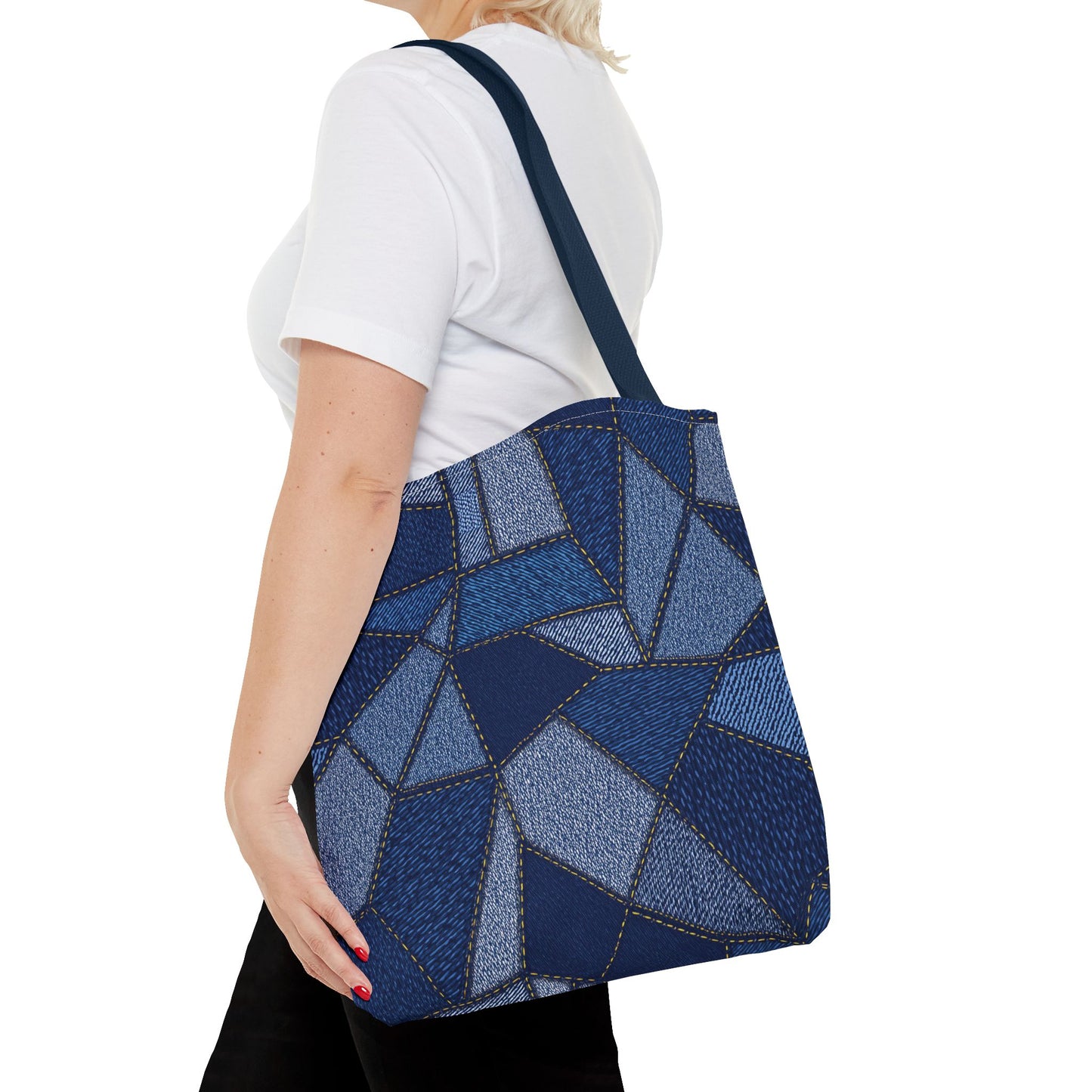 Denim Fabric Imitation Print Unisex Canvas Bag Poly Spun 3 Sizes Tote Bag 104