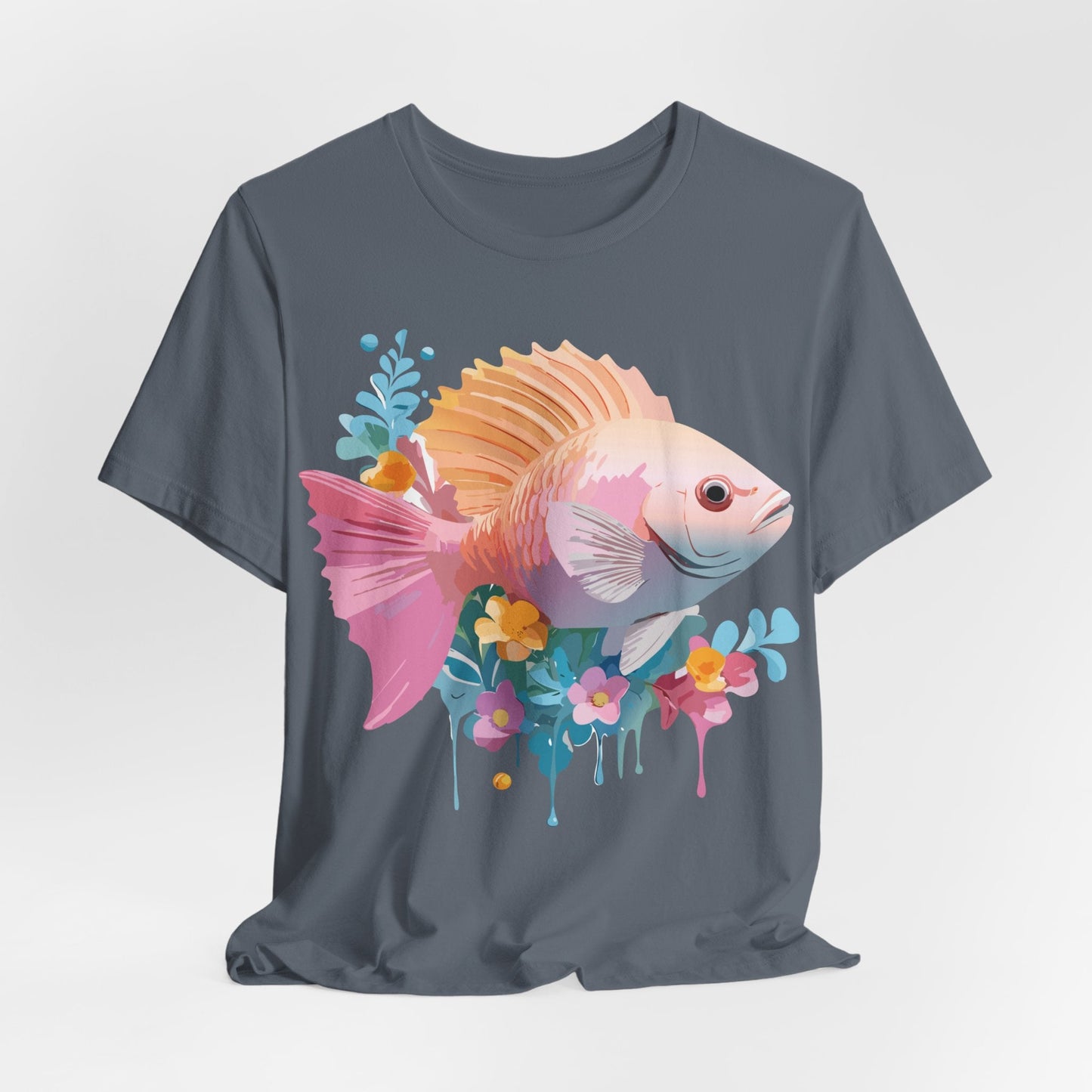 Adelpha Fish Graphic Tee Unisex Short Sleeve Shirt Vintage Inspired Art Design Collection