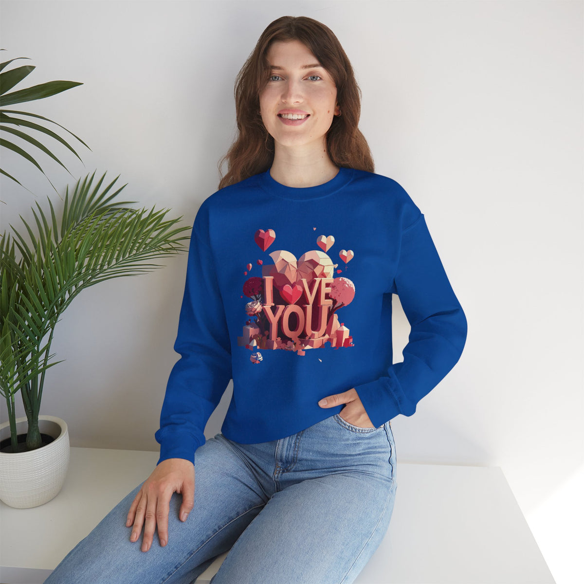 Unisex Big Heart Love Sweatshirt, Love Heart Sweatshirt, Floral Love Sweatshirt, 50/50 Cotton-Poly Valentine's Day Sweatshirt 10