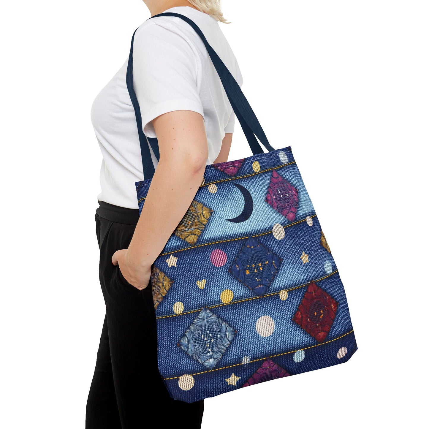 Denim Fabric Imitation Print Unisex Canvas Bag Poly Spun 3 Sizes Tote Bag 183