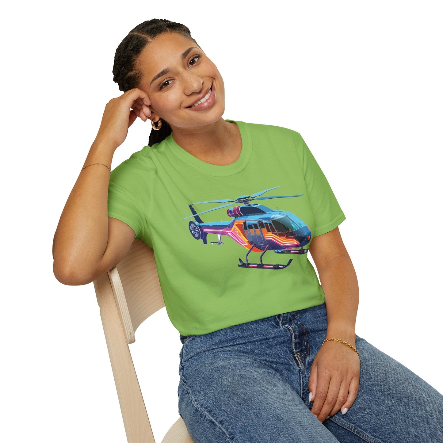 Chopper Helicopter T Shirt Unisex Softstyle 100 Percent Ring Spun Cotton Premium Tee