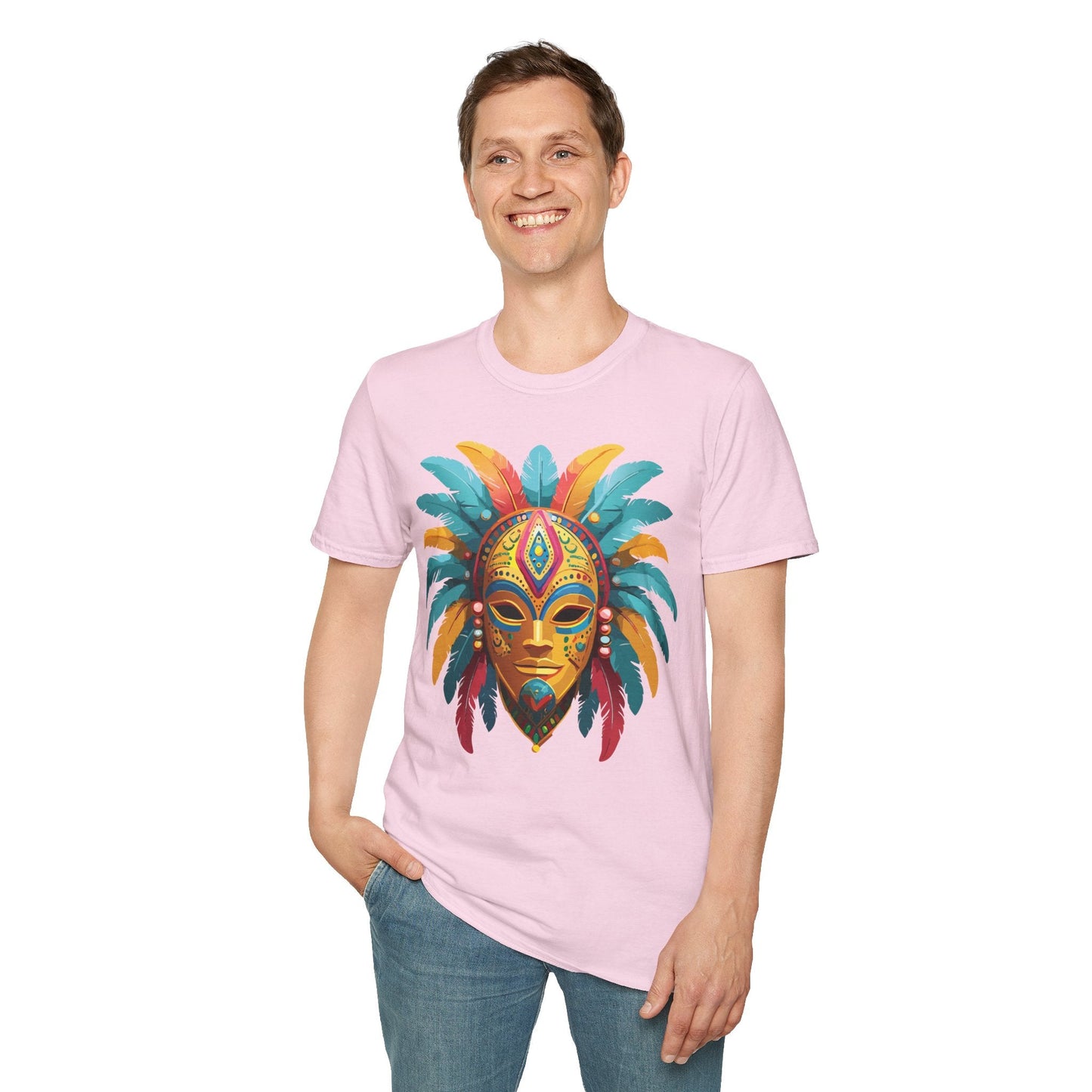 Unisex Mask Tee Shirt Masquerade Design Softstyle Gildan 64000 Comfortable Cotton Tee