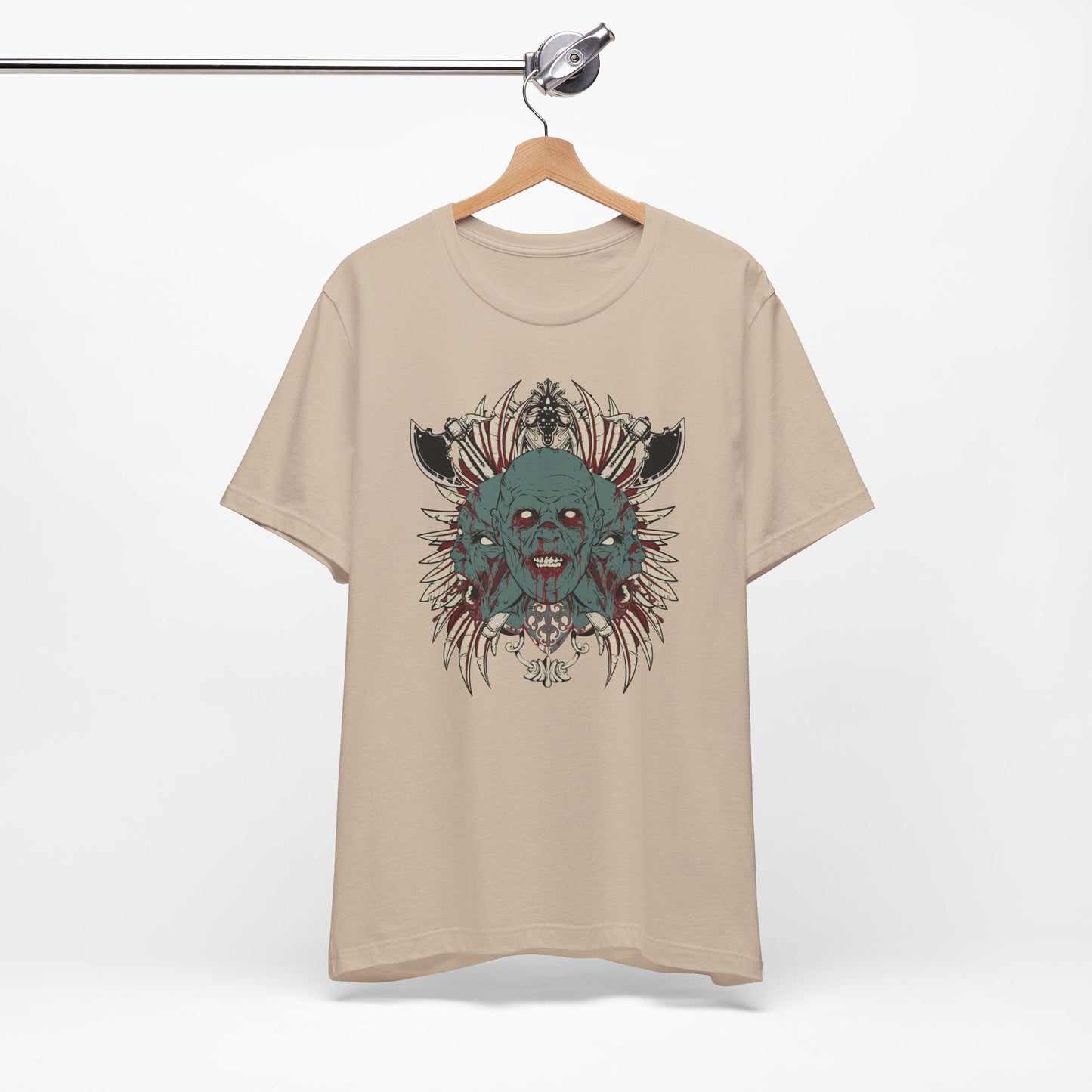 Zombie Skull Mandala T-Shirt Horror Graphic Tee, Gothic Skull Art-54-2