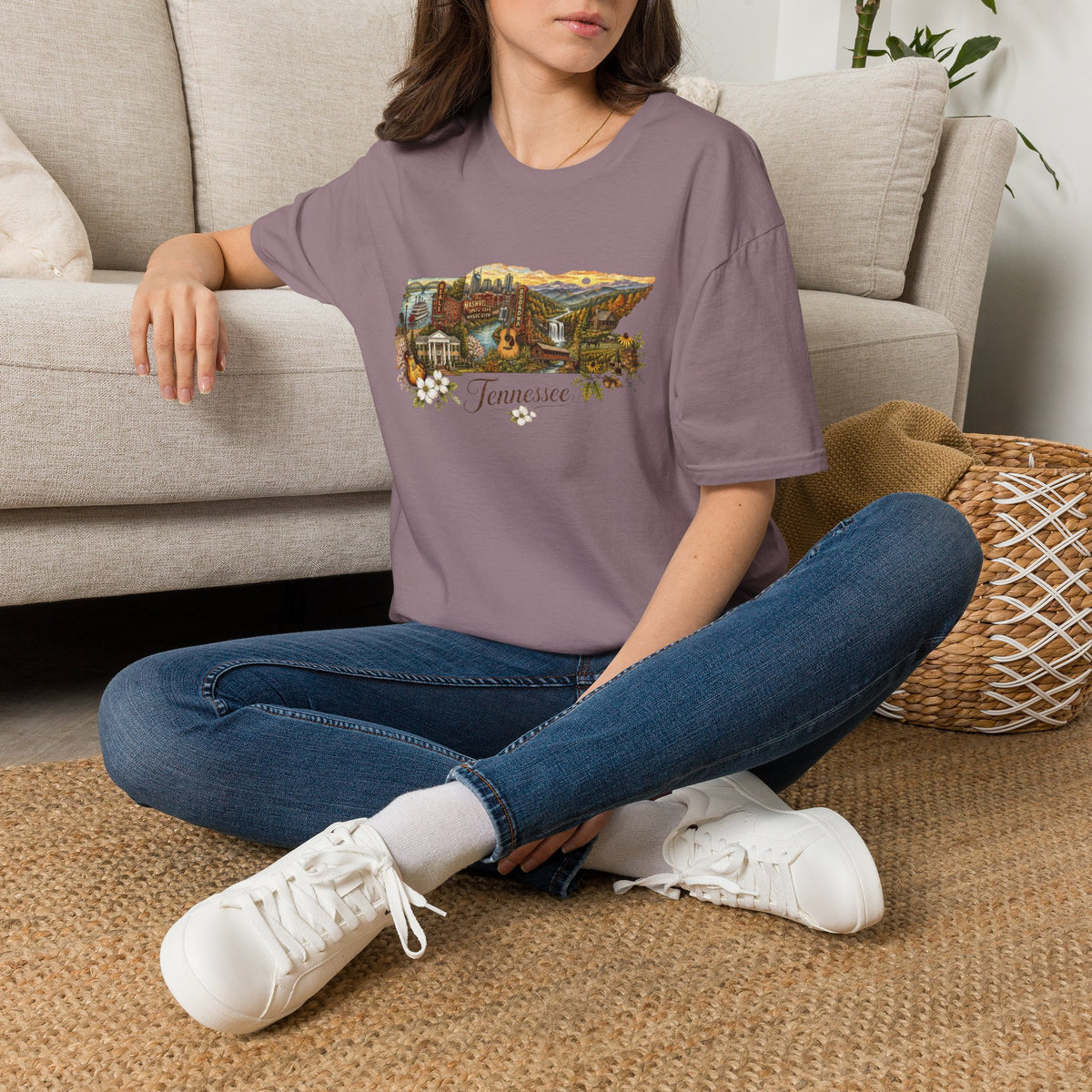 Tennessee Vintage State Map Graphic Design Unisex 100 Cotton Gildan T-Shirt
