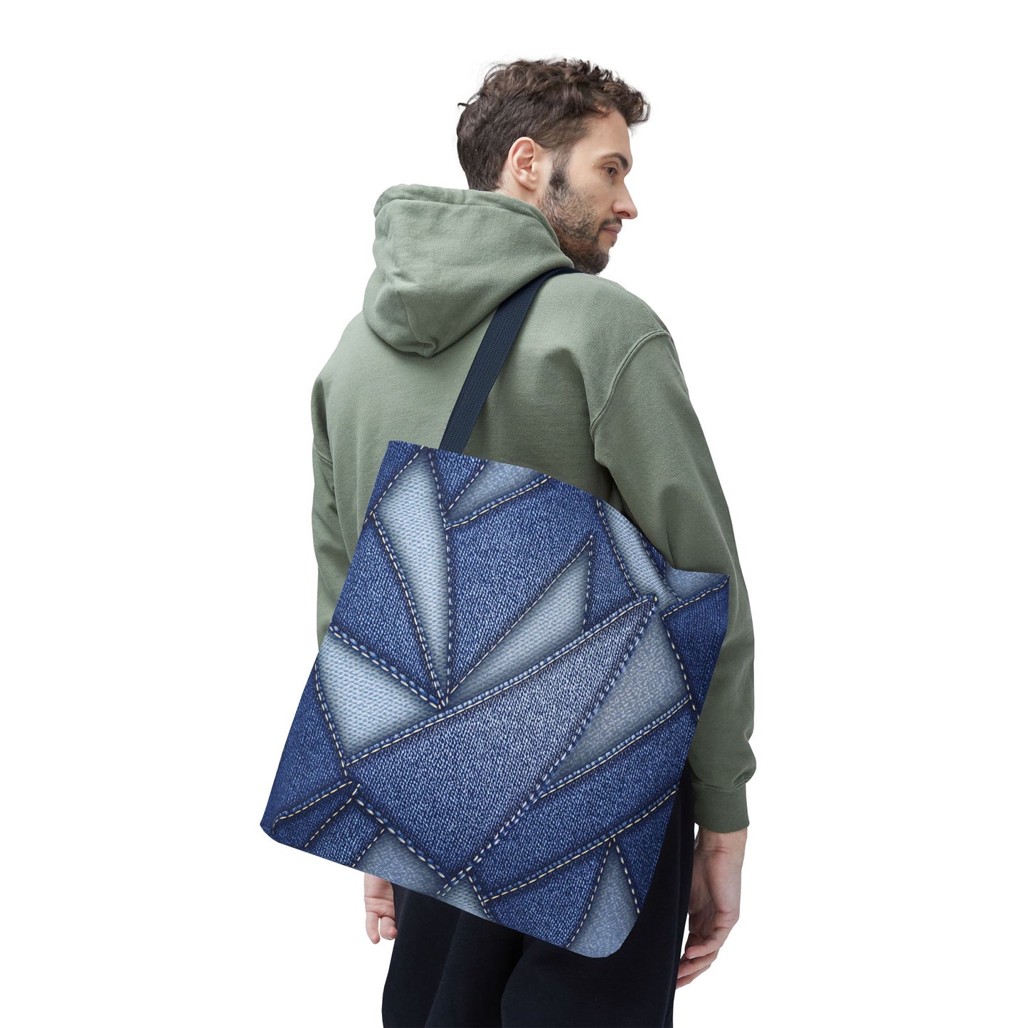 Denim Fabric Imitation Print Unisex Canvas Bag Poly Spun 3 Sizes Tote Bag 111