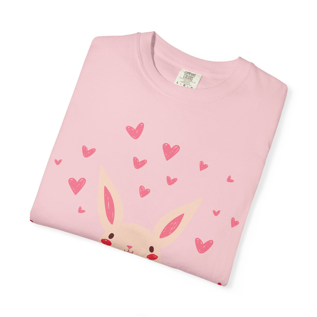 Easter Bunny Heart T-Shirt, Tee Shirt with Easter Signature, T Shirt with Easter Prints, Tee Shirt with Easter Design