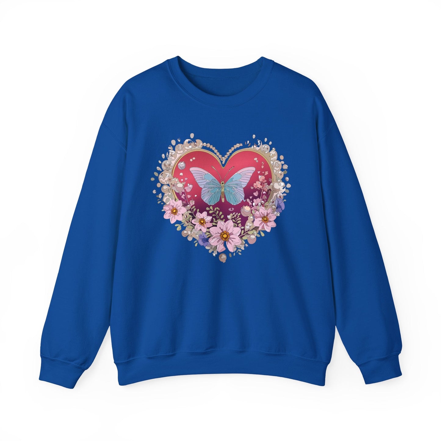 Floral Heart Sweatshirt For Valentines Day Unisex Floral Love Crewneck Sweatshirt