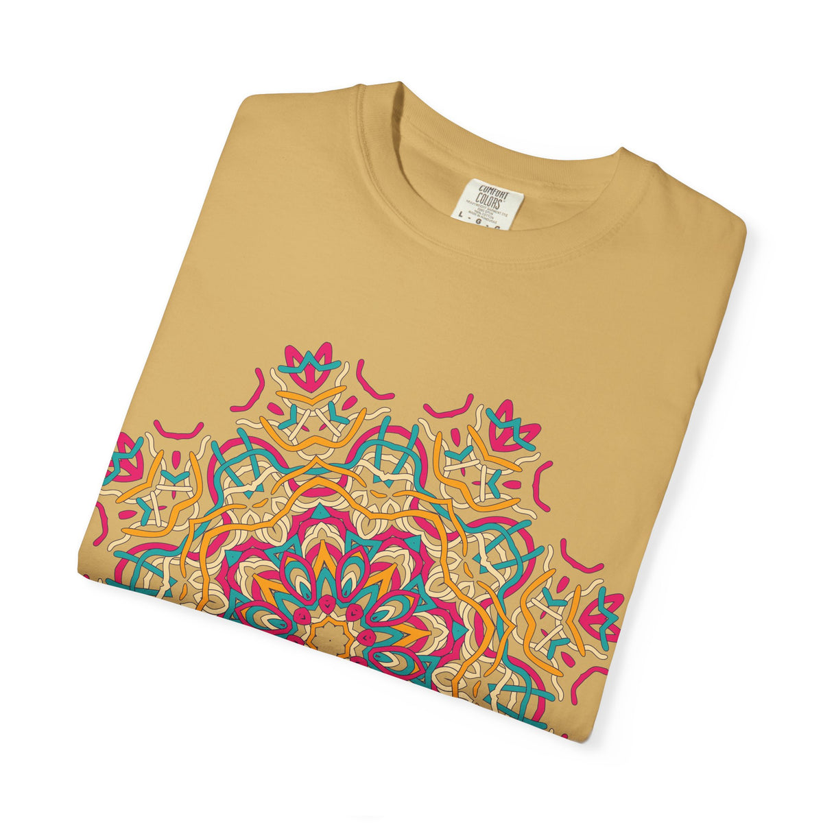Unisex Garment Dyed Cotton T-Shirt with Mandala Graphic Design