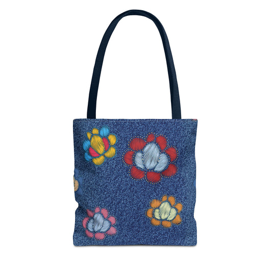 Denim Fabric Imitation Print Unisex Canvas Bag Poly Spun 3 Sizes Tote Bag 159-15
