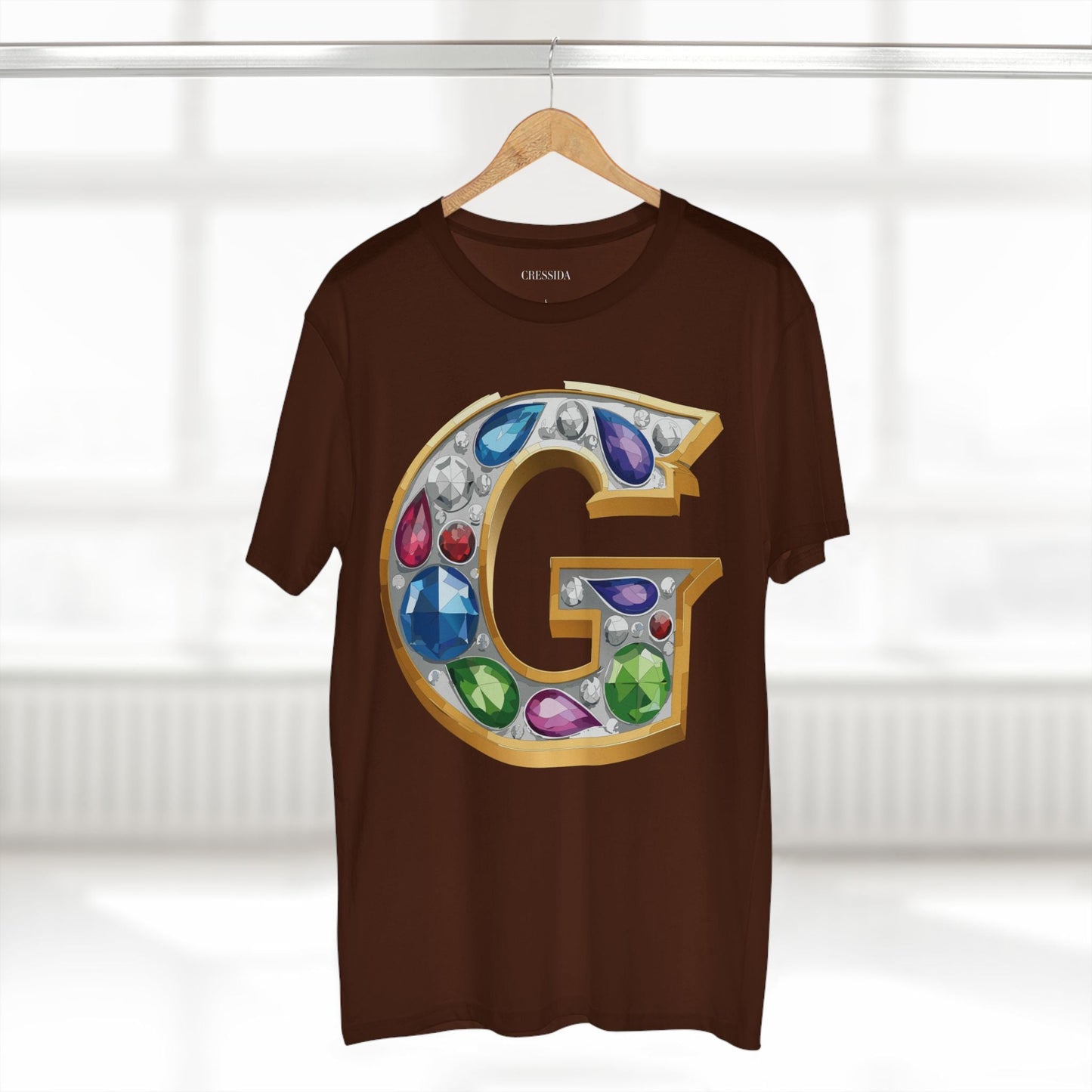 Letter G Graphic Design Tee Unisex 100 Cotton With Antique Gold Letters Artwork T-Shirt