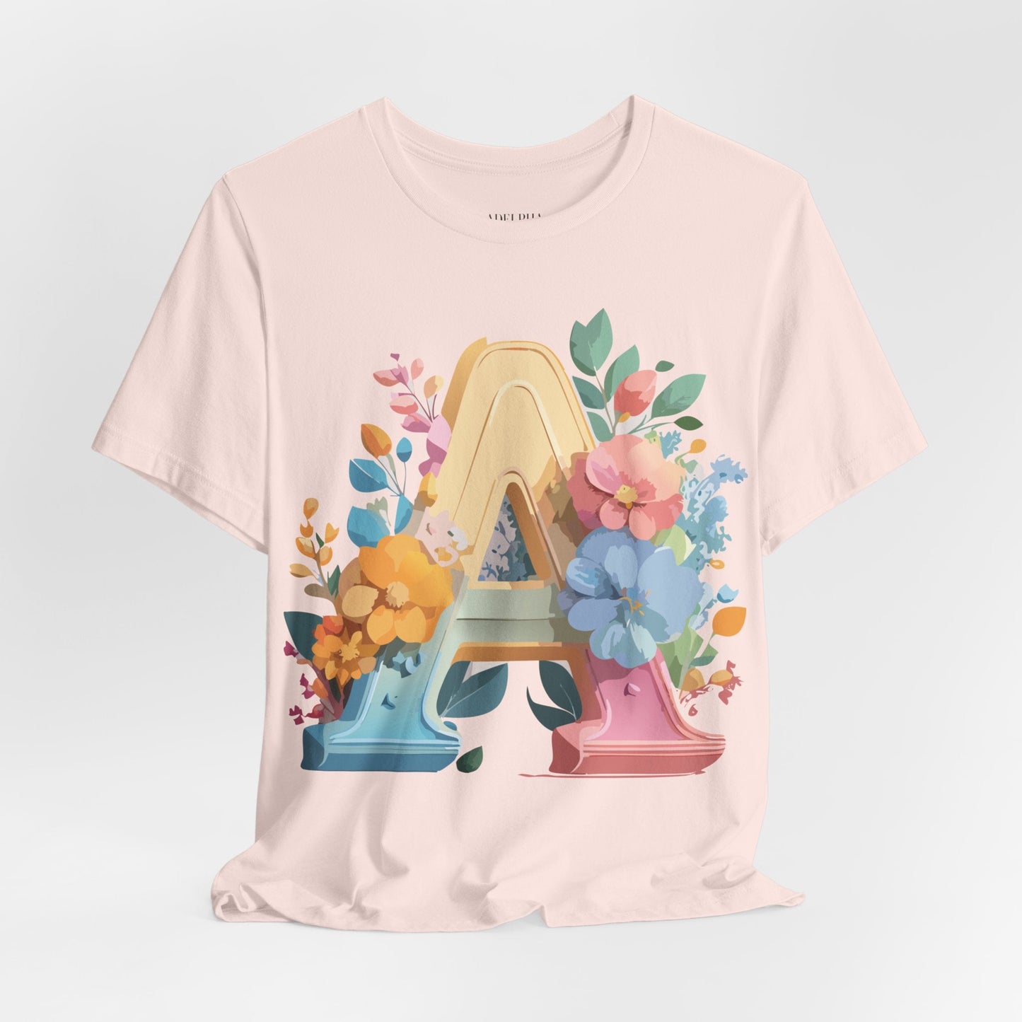 Letter A Shirt Graphic Tee Unisex Short Sleeve by Adelpha Vintage Inspired Art Tee
