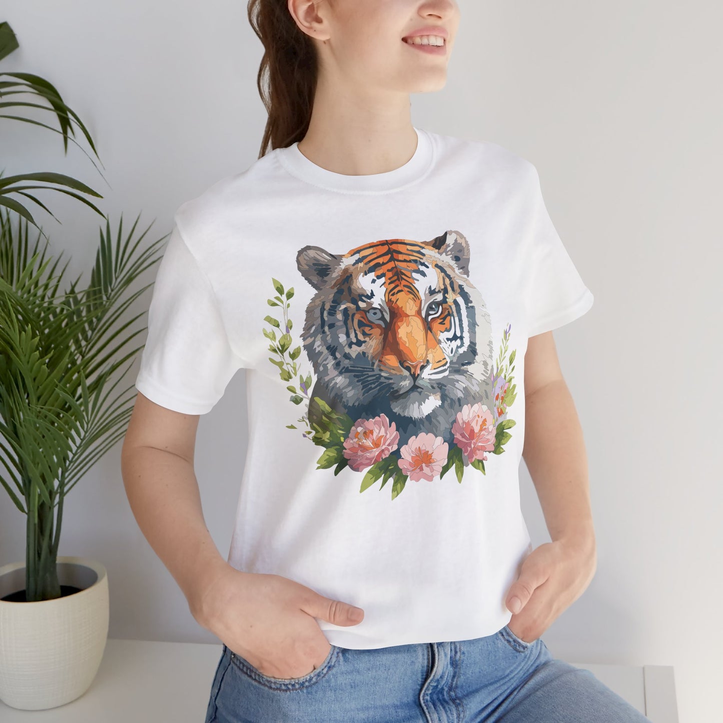 Floral Tiger Shirt, Animal Shirt, Tiger Tee, Unisex Tee, Floral T-shirt, T-Shirt with Animal