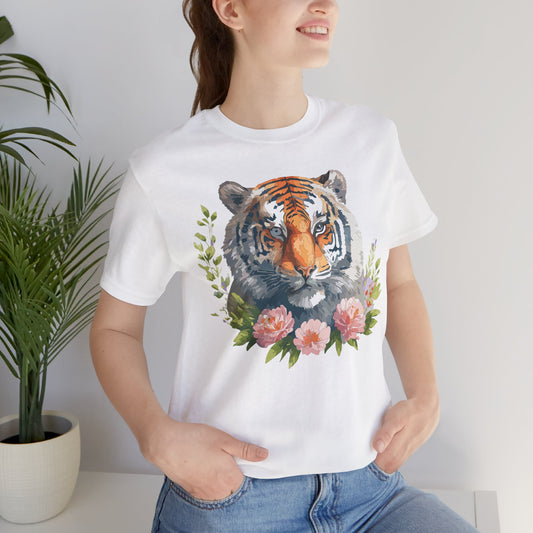 Floral Tiger Shirt, Animal Shirt, Tiger Tee, Unisex Tee, Floral T-shirt, T-Shirt with Animal