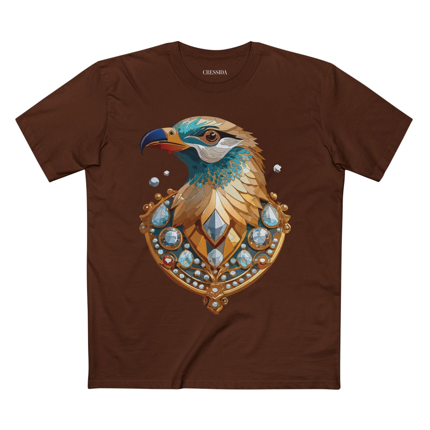 Bird Graphic Unisex 100 Cotton Tee With Unique Animal Golden Medallion Art Design 21