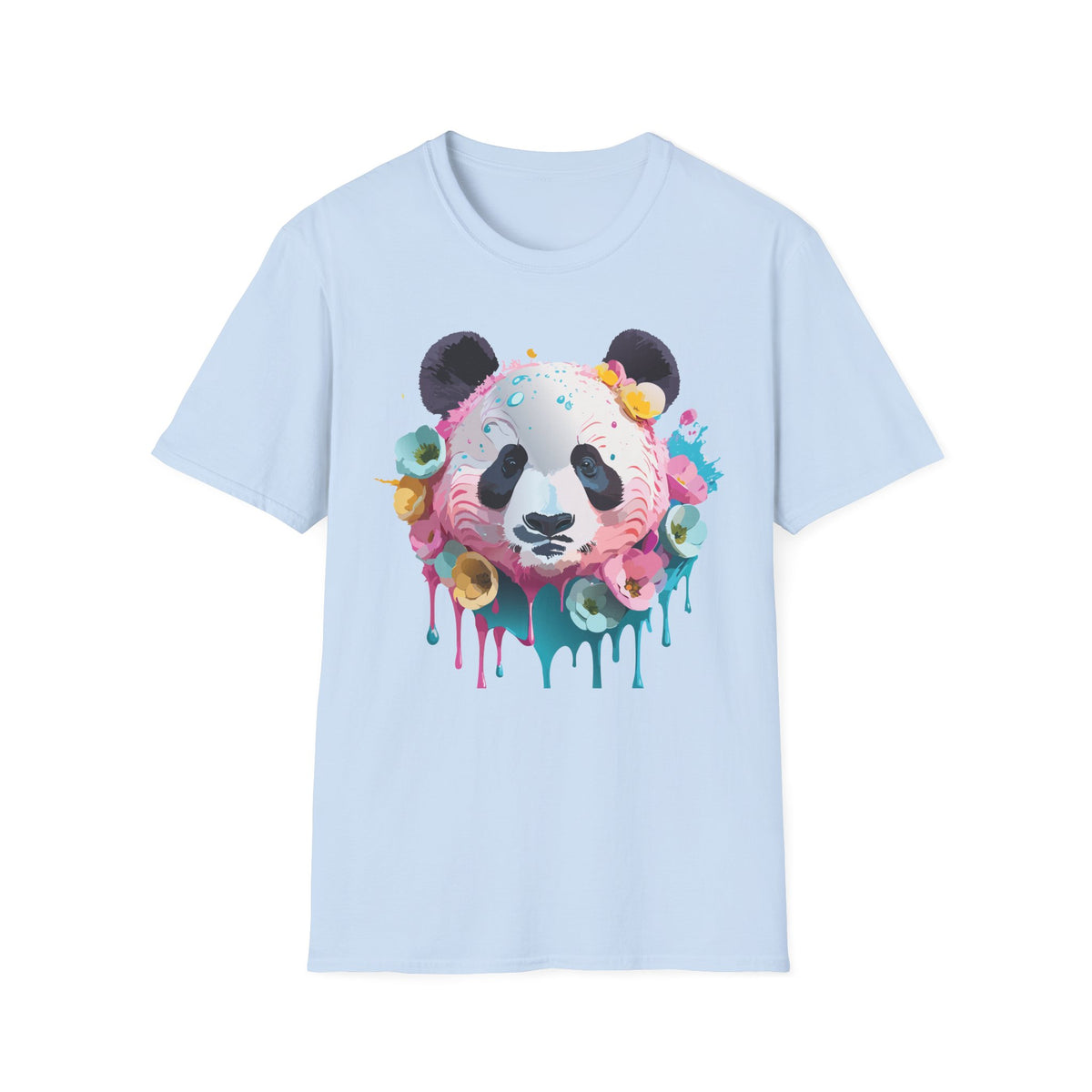Watercolor Floral Panda T-Shirt | Colorful Drip Panda Tee