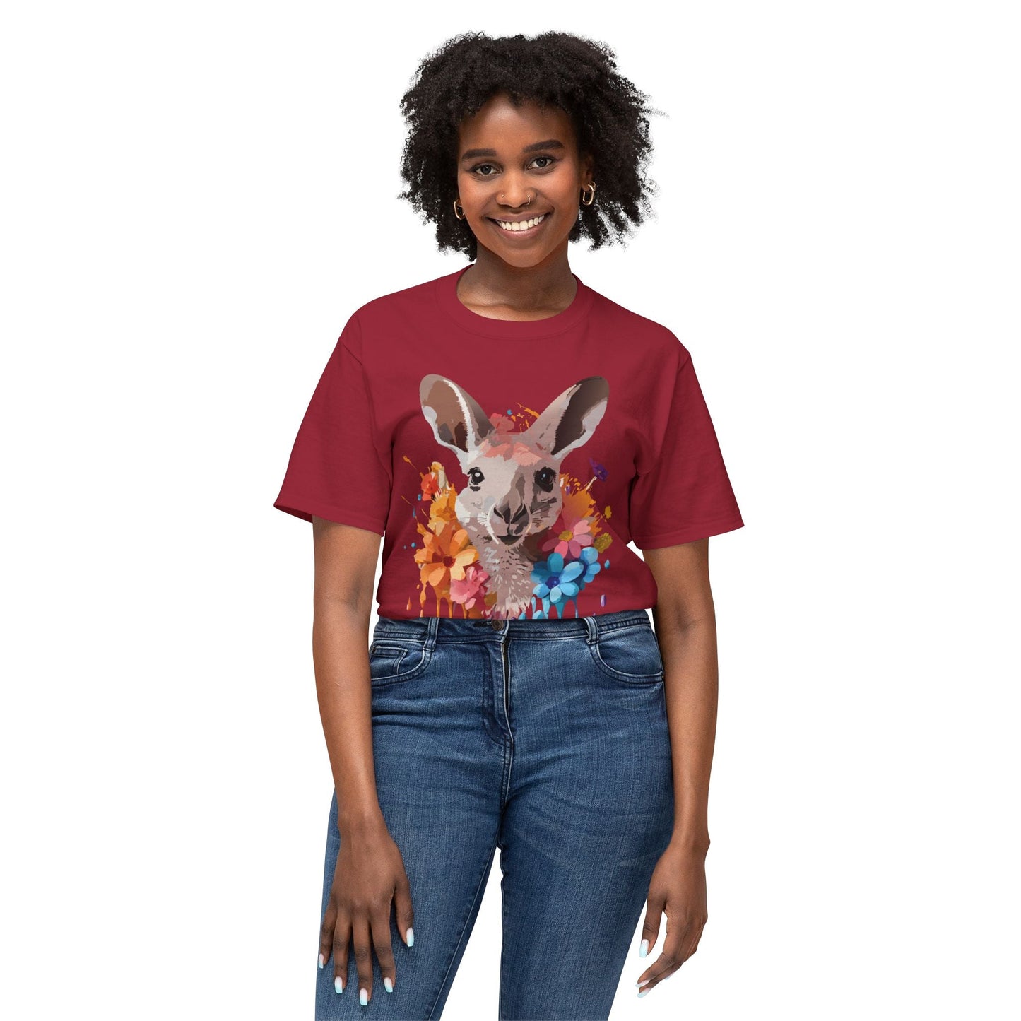 Unisex Kangaroo T Shirt HD Cotton Full Color Art Print Tee Made In USA 100 Percent Pre Shrunk