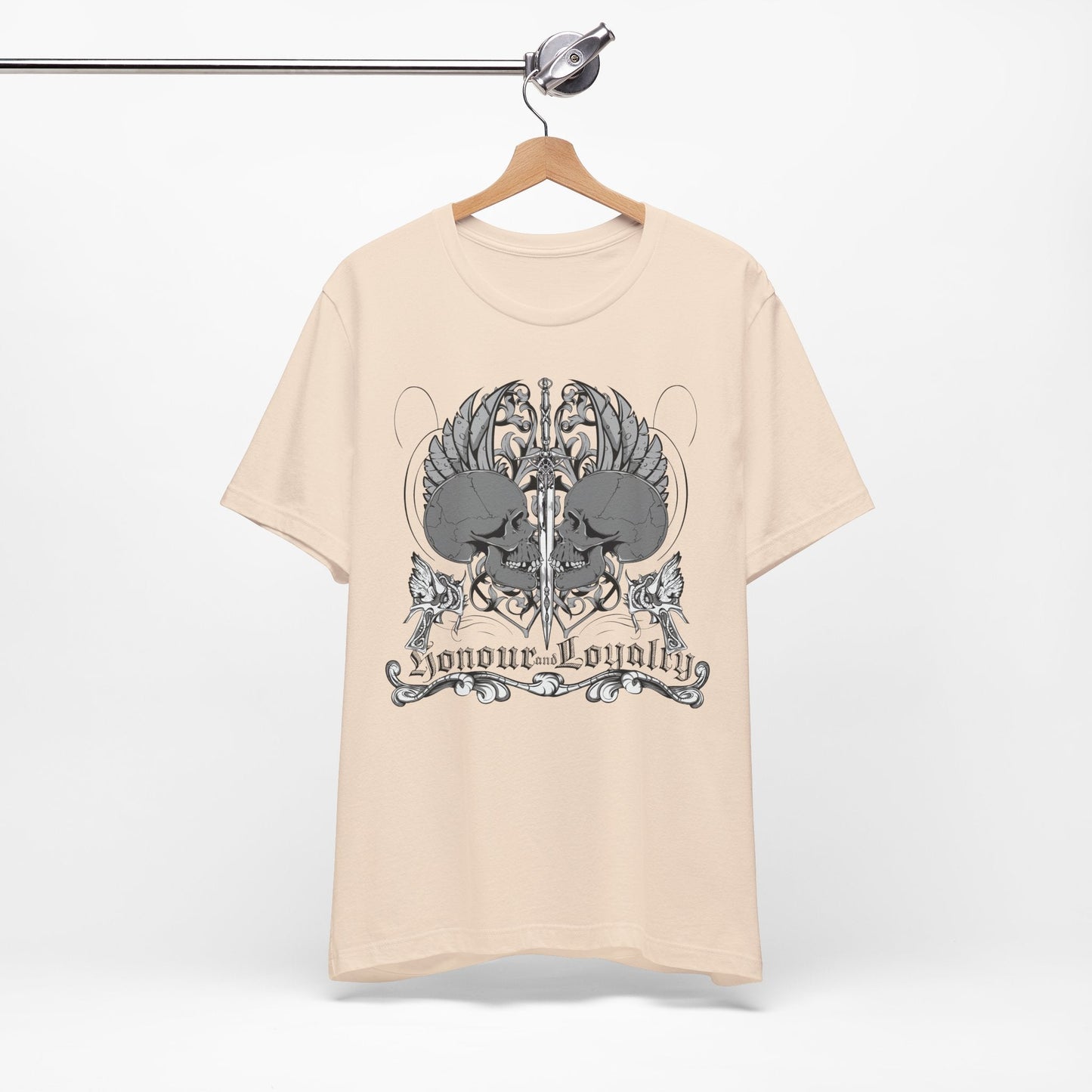 Honor Loyalty crest tee Gothic heraldry skulls wings emblem Art-48