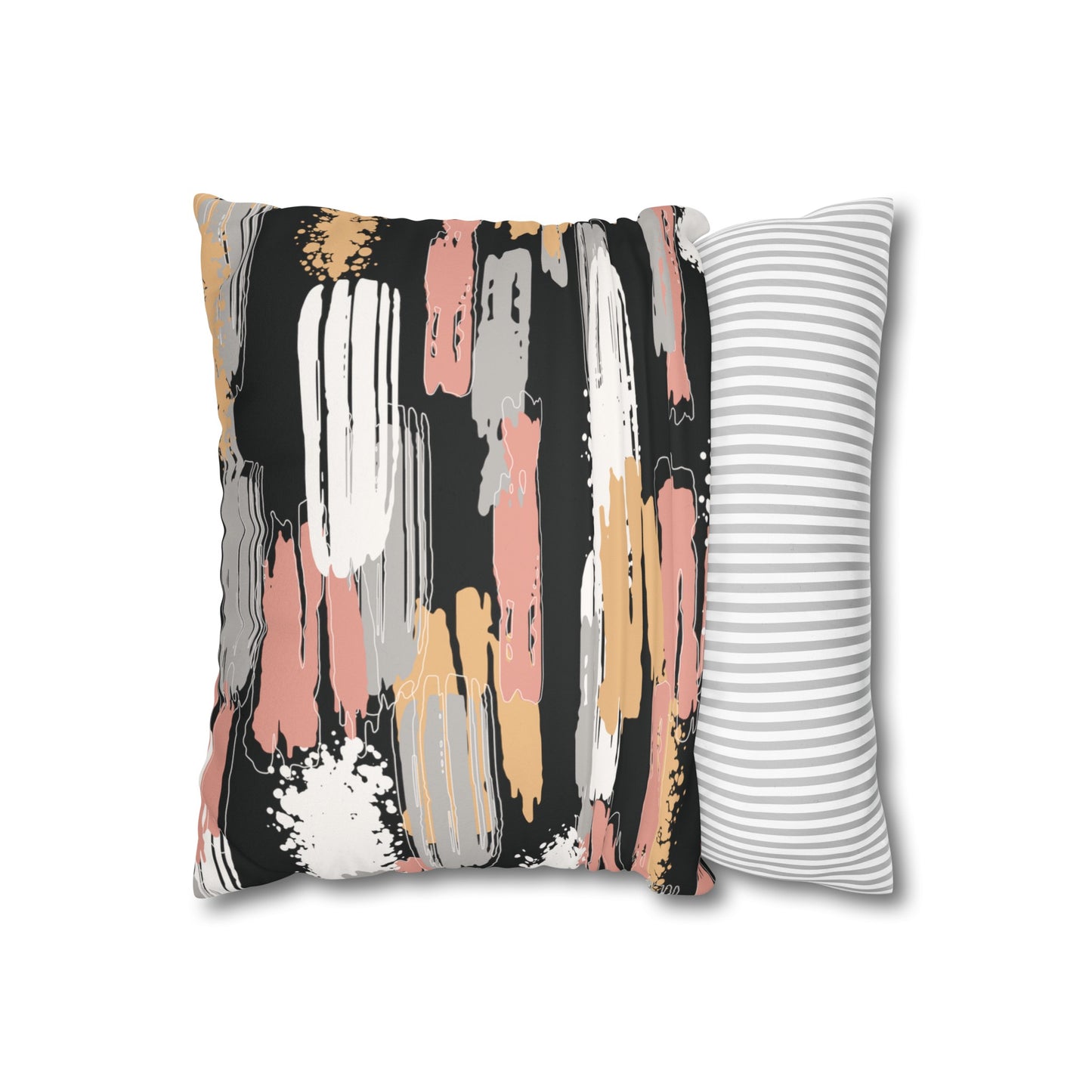 Faux Suede Pillowcase with Abstract print