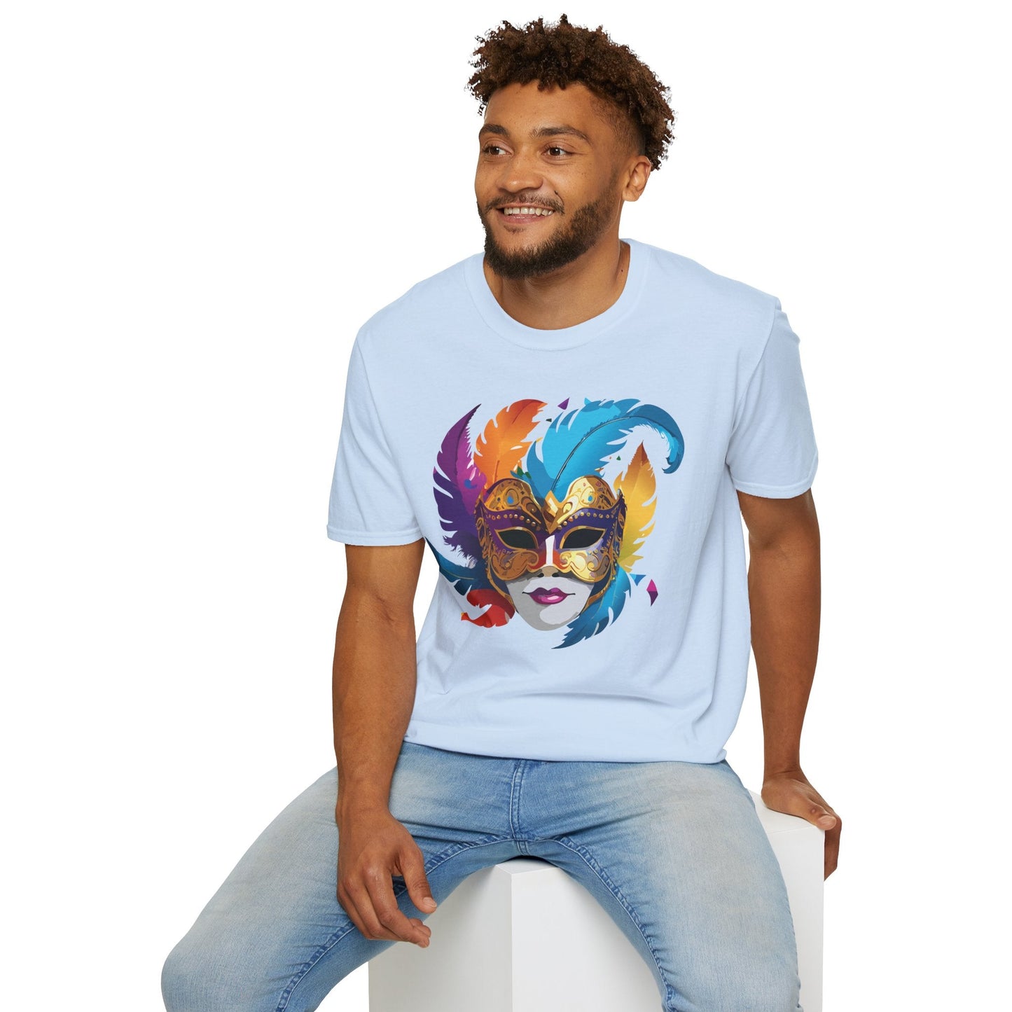 Mask Tee Shirt Unisex Short Sleeve Cotton Tee Art Design Masquerade Gildan Softstyle 64000