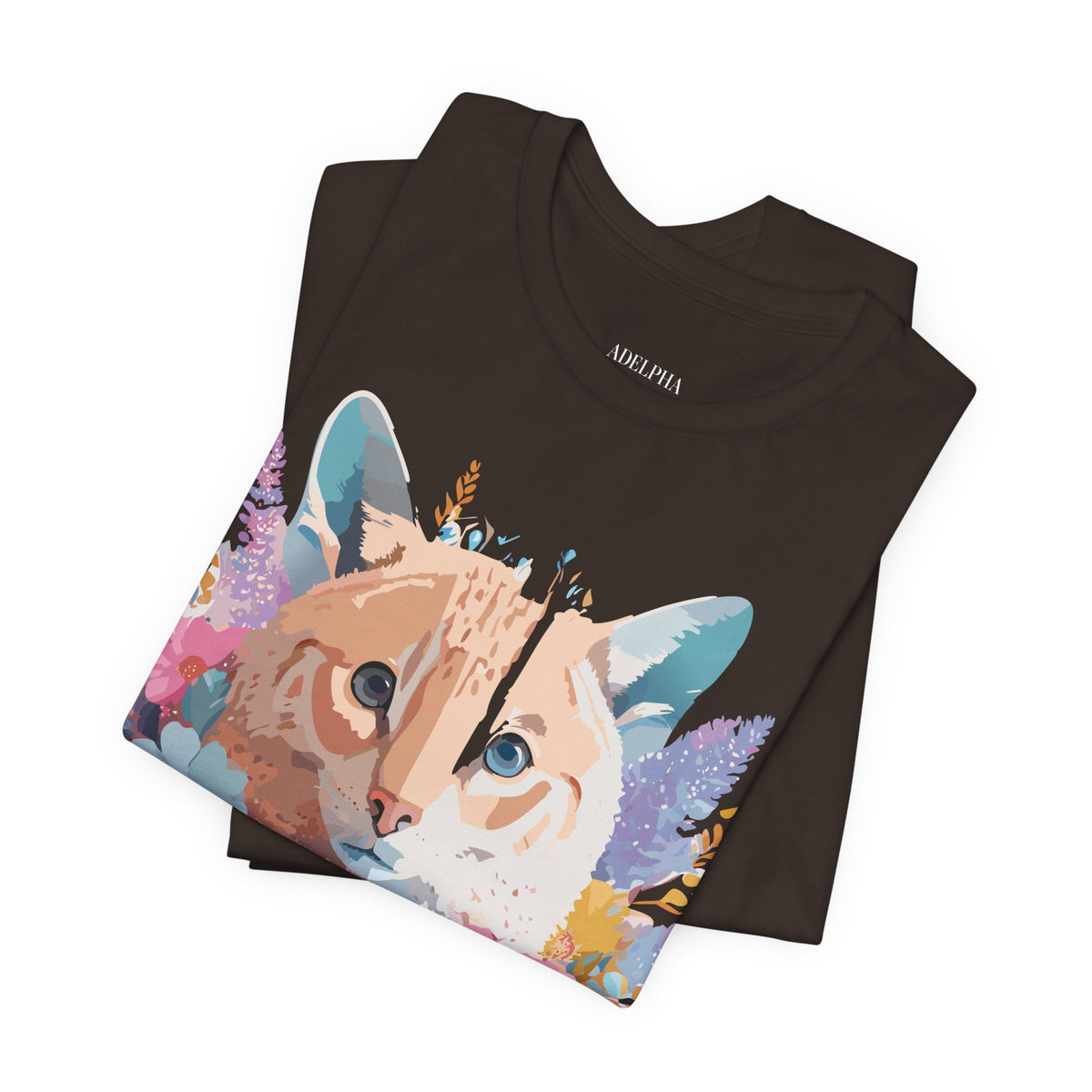 Cat Graphic Unisex Cotton Bella+Canvas Tee with Art Animal Design e104