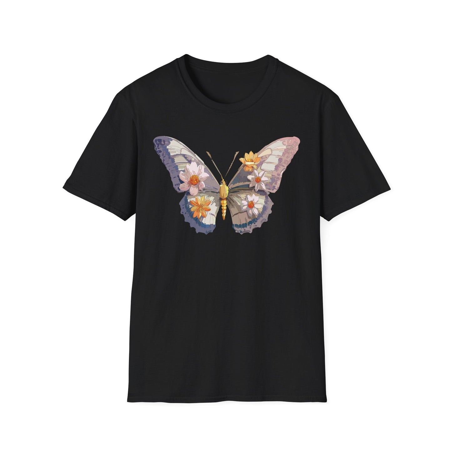 Butterfly Shirt Unisex Short Sleeve Tee Monarch Butterfly Design Gildan Softstyle 64000