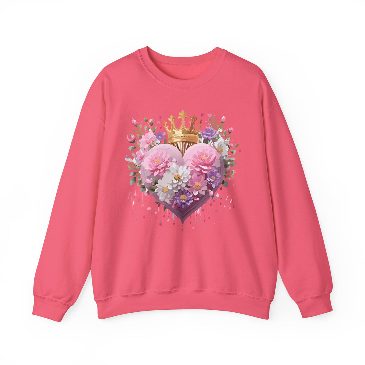 Floral Heart Love Graphic Valentine's Day Sweatshirt Unisex 50/50 Cotton-Poly Sweatshirt w20